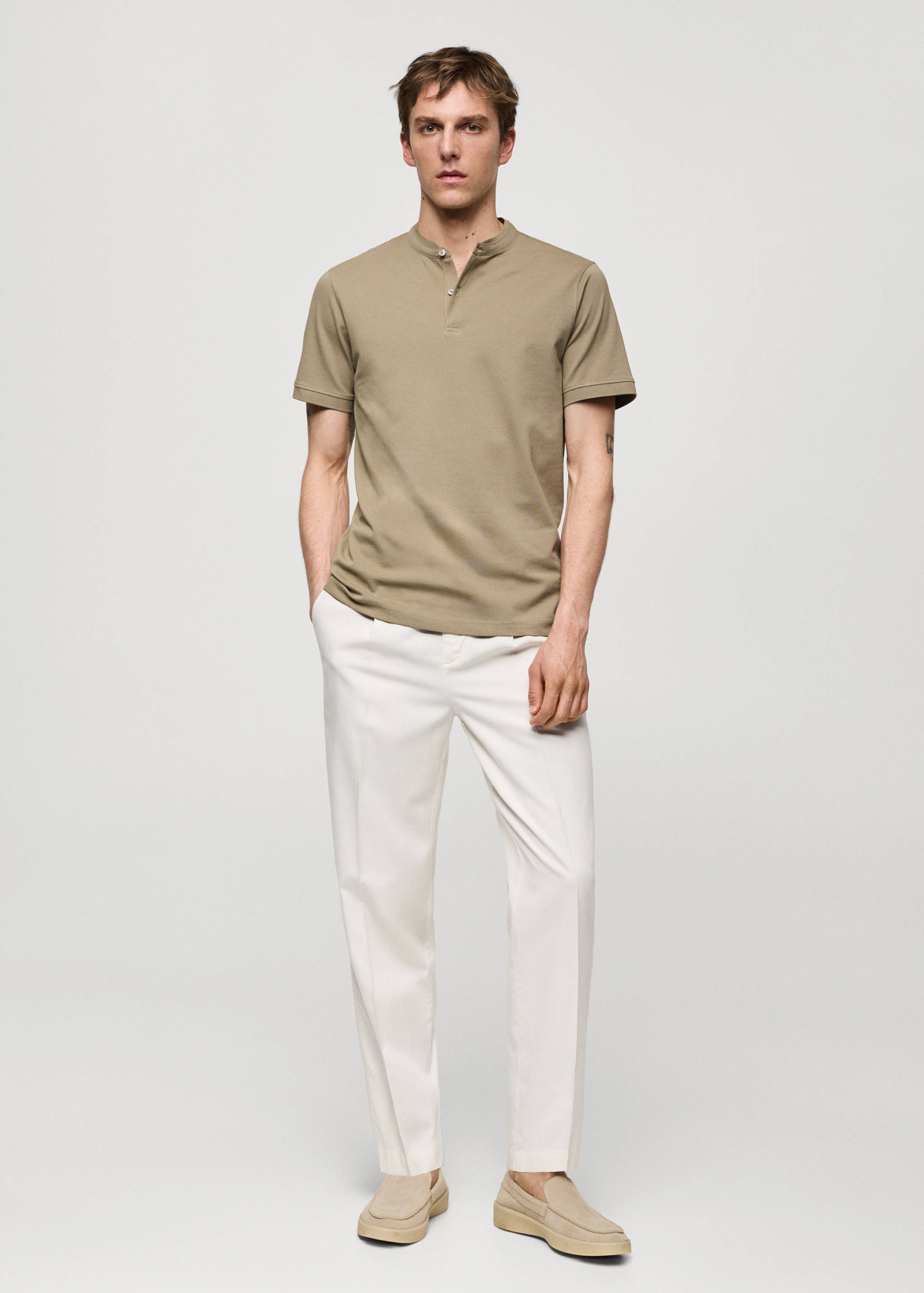 Cotton lyocell pleated pants - General plane