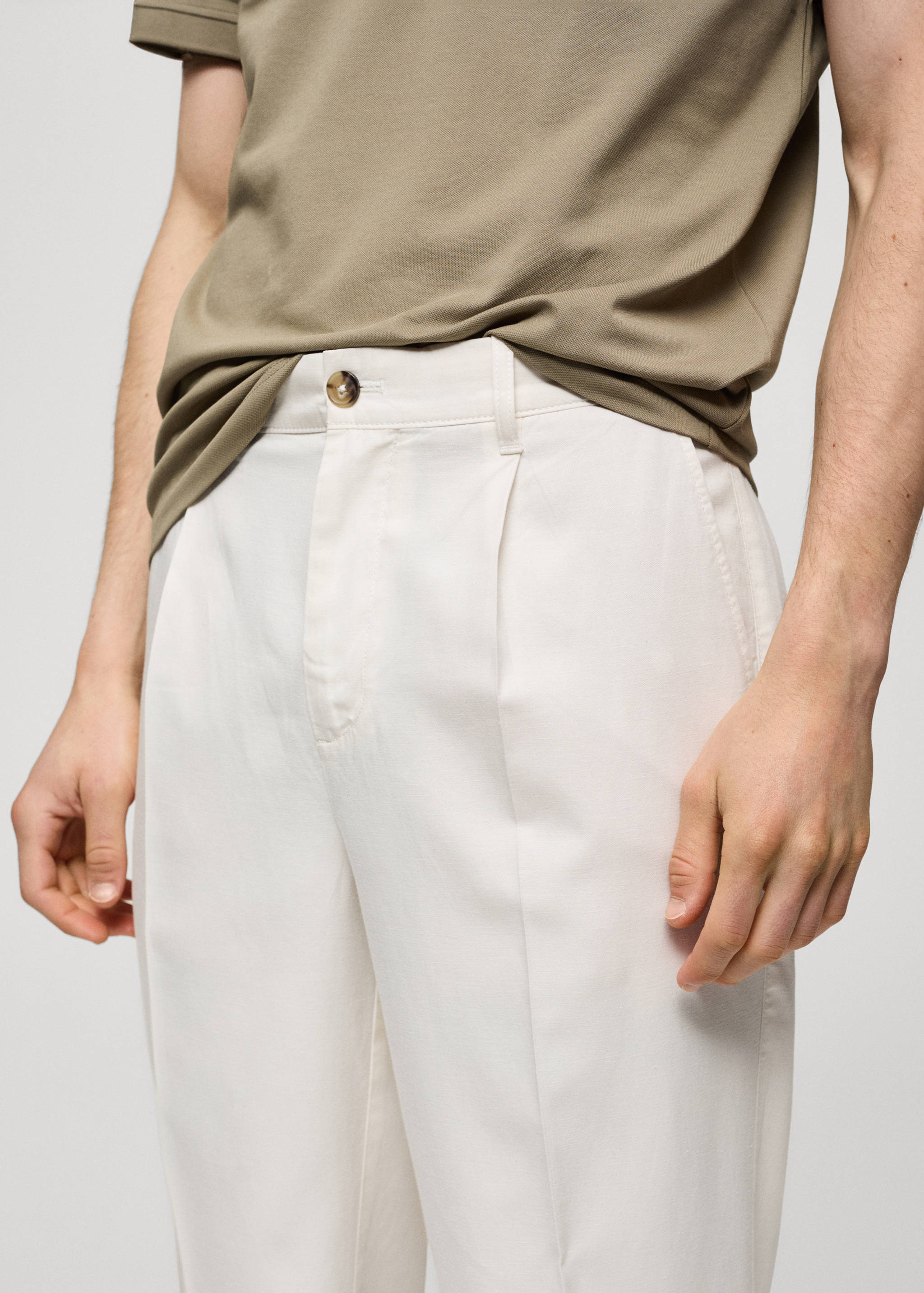 Cotton lyocell pleated pants - Details of the article 1