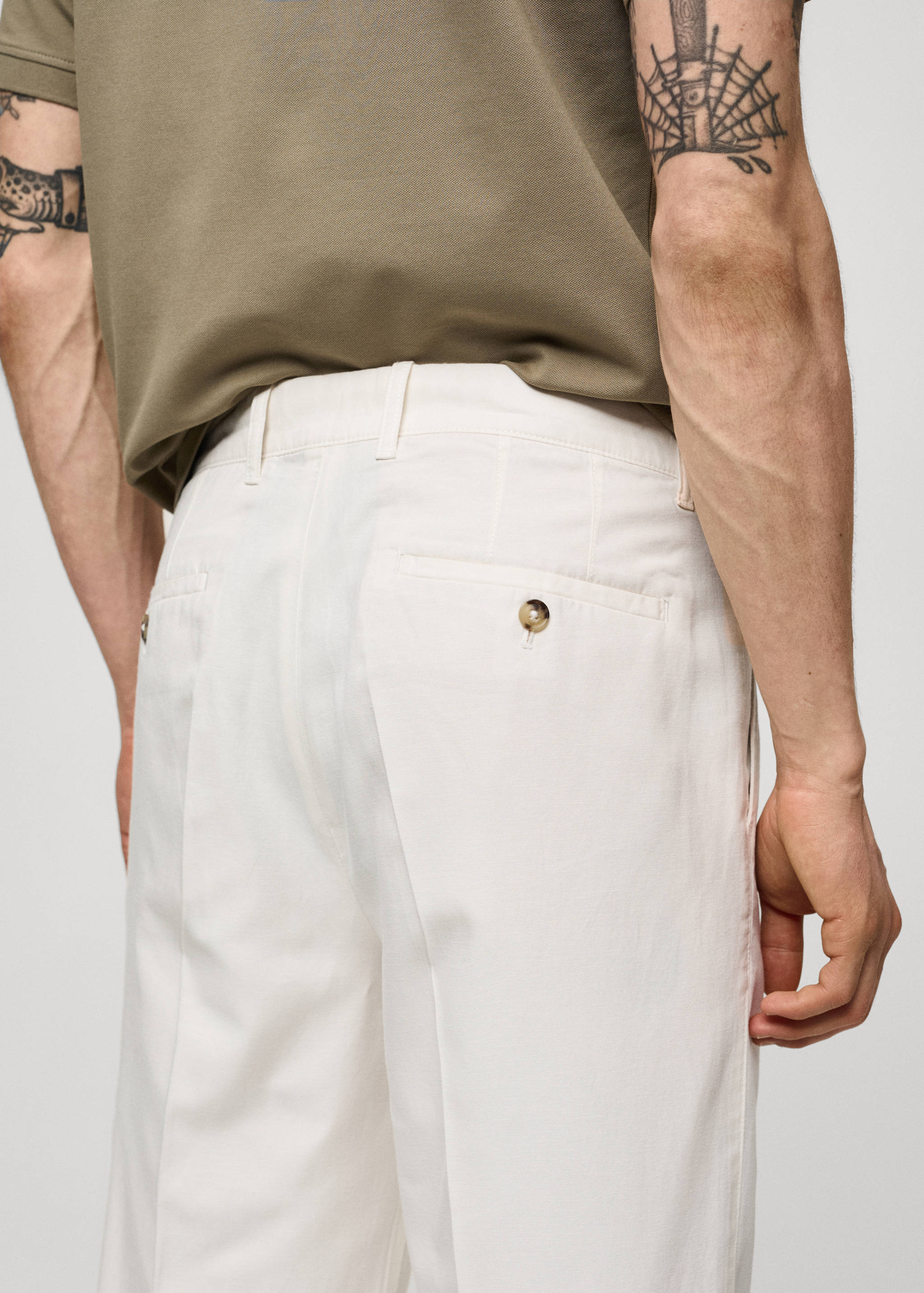 Cotton lyocell pleated pants - Details of the article 6