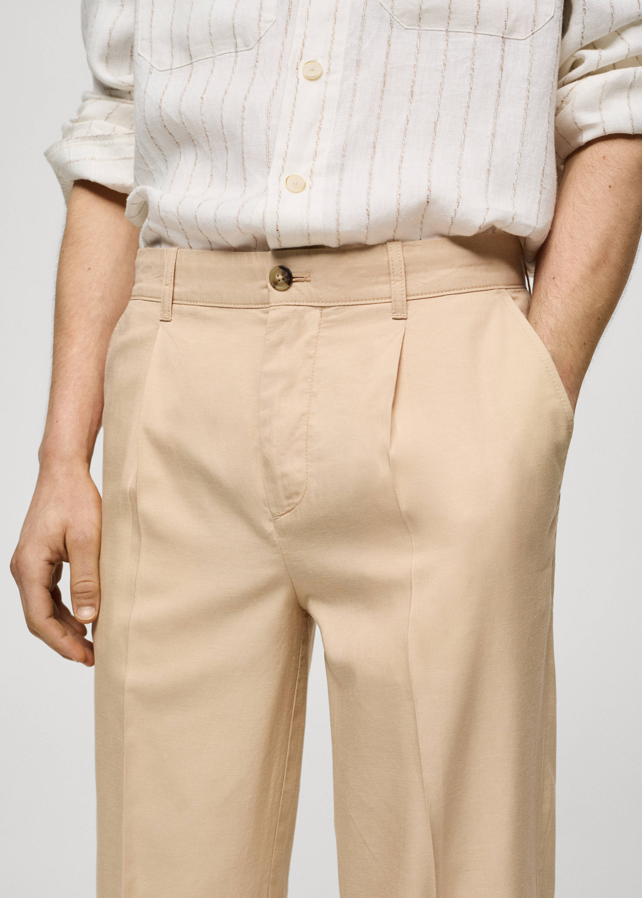 Cotton lyocell pleated pants - Details of the article 1