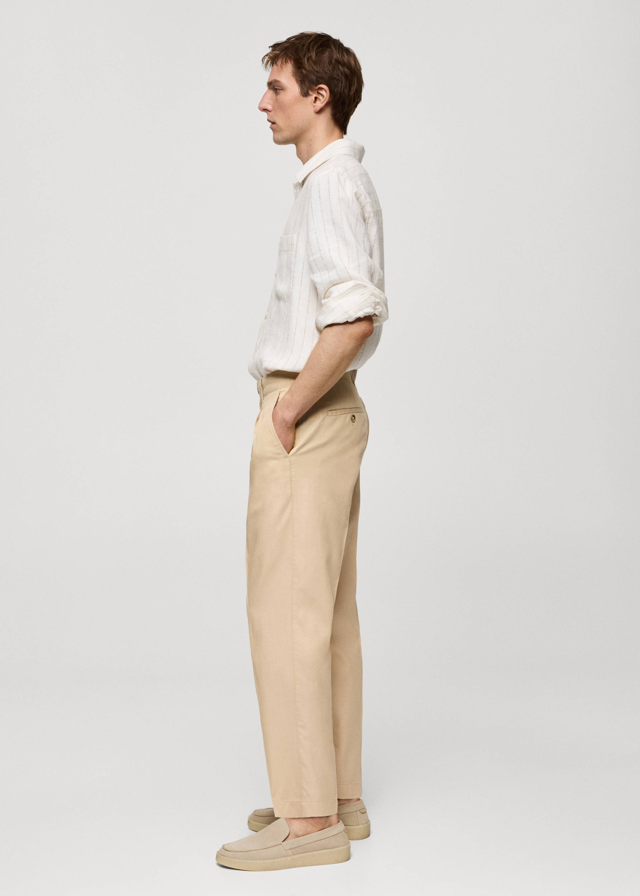Cotton lyocell pleated pants - Details of the article 6