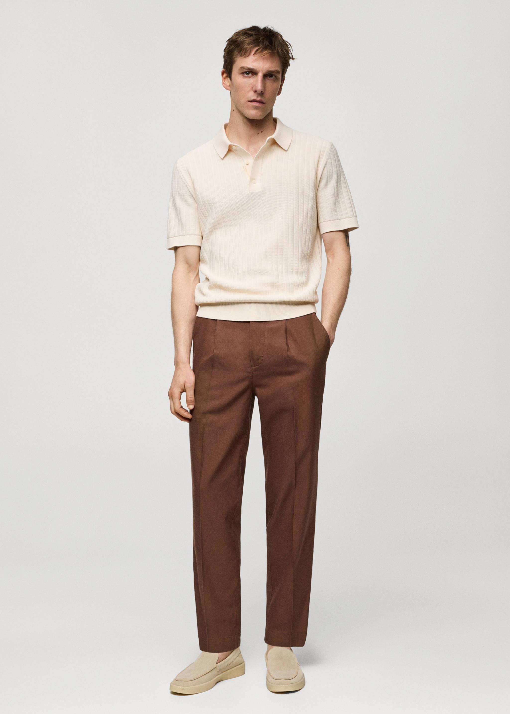 Cotton lyocell pleated trousers - General plane