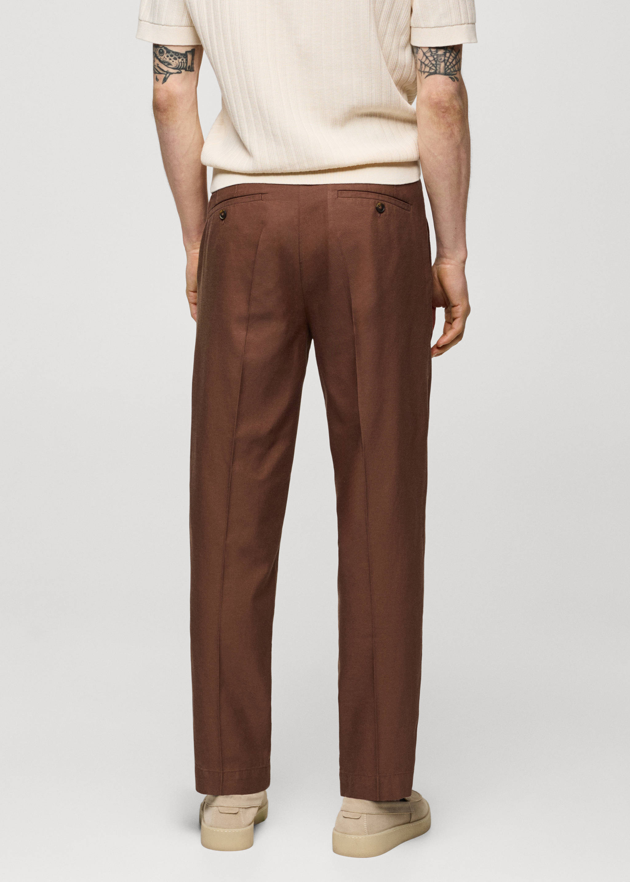 Cotton lyocell pleated trousers - Reverse of the article