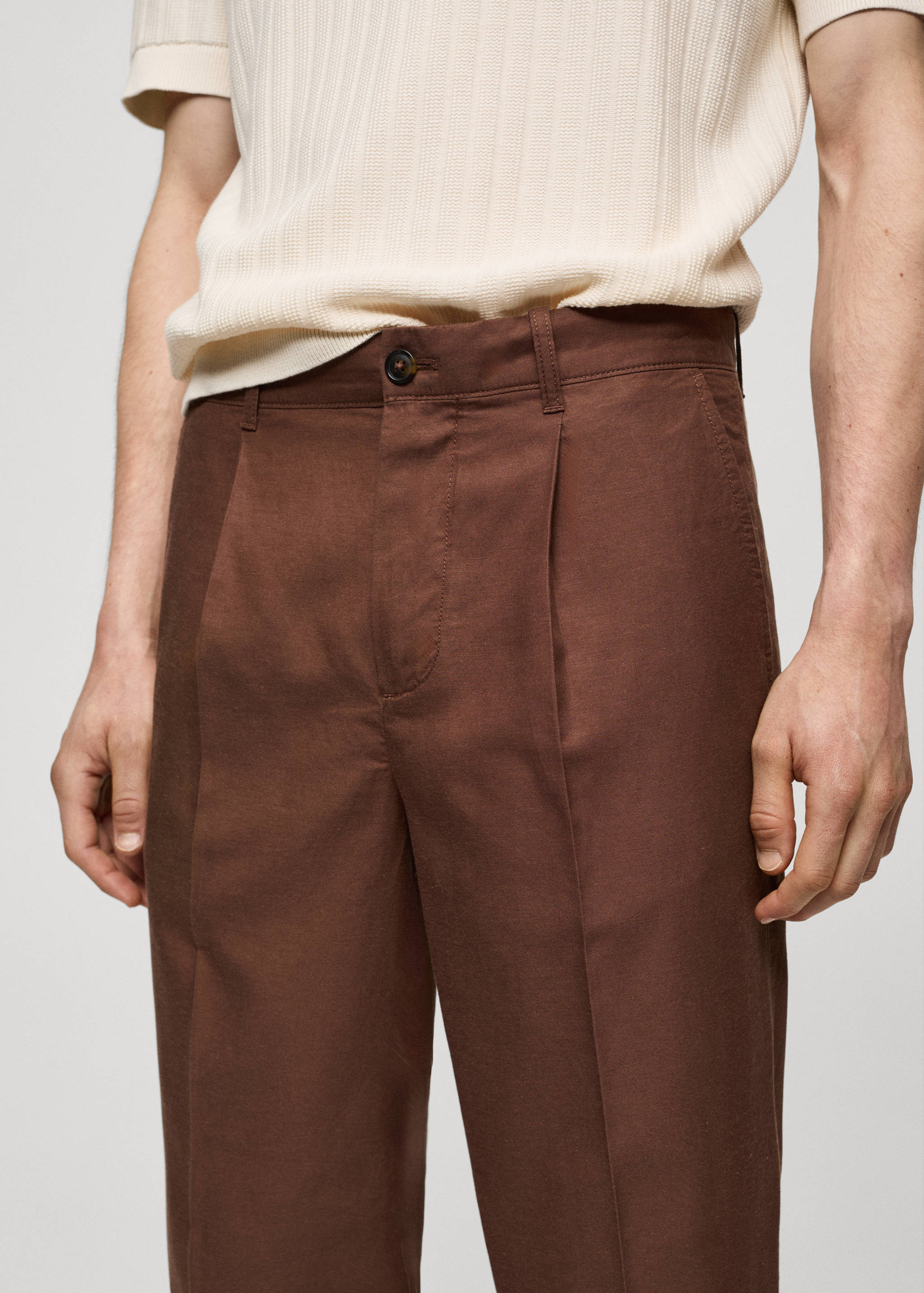 Cotton lyocell pleated trousers - Details of the article 1