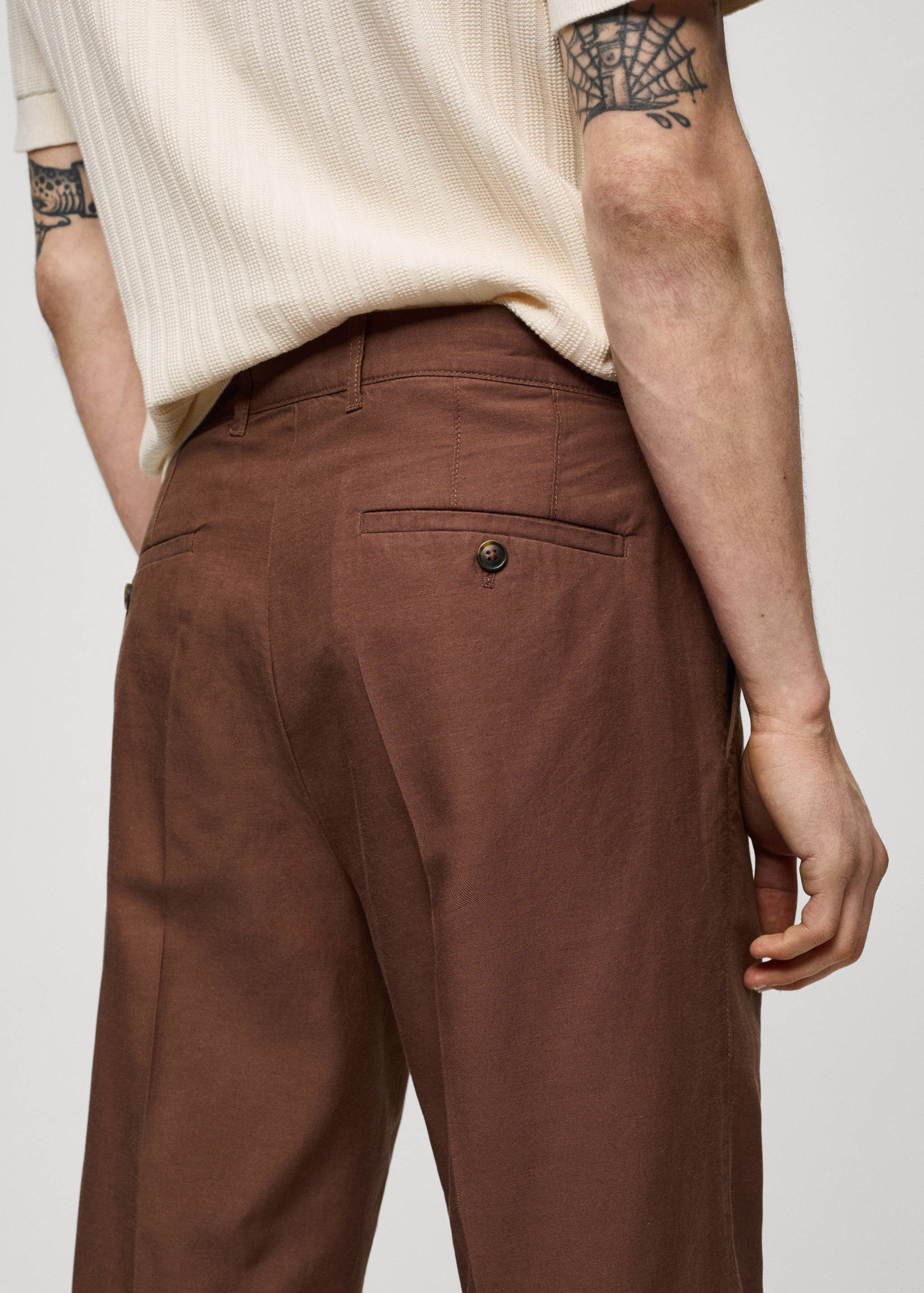 Cotton lyocell pleated trousers - Details of the article 2