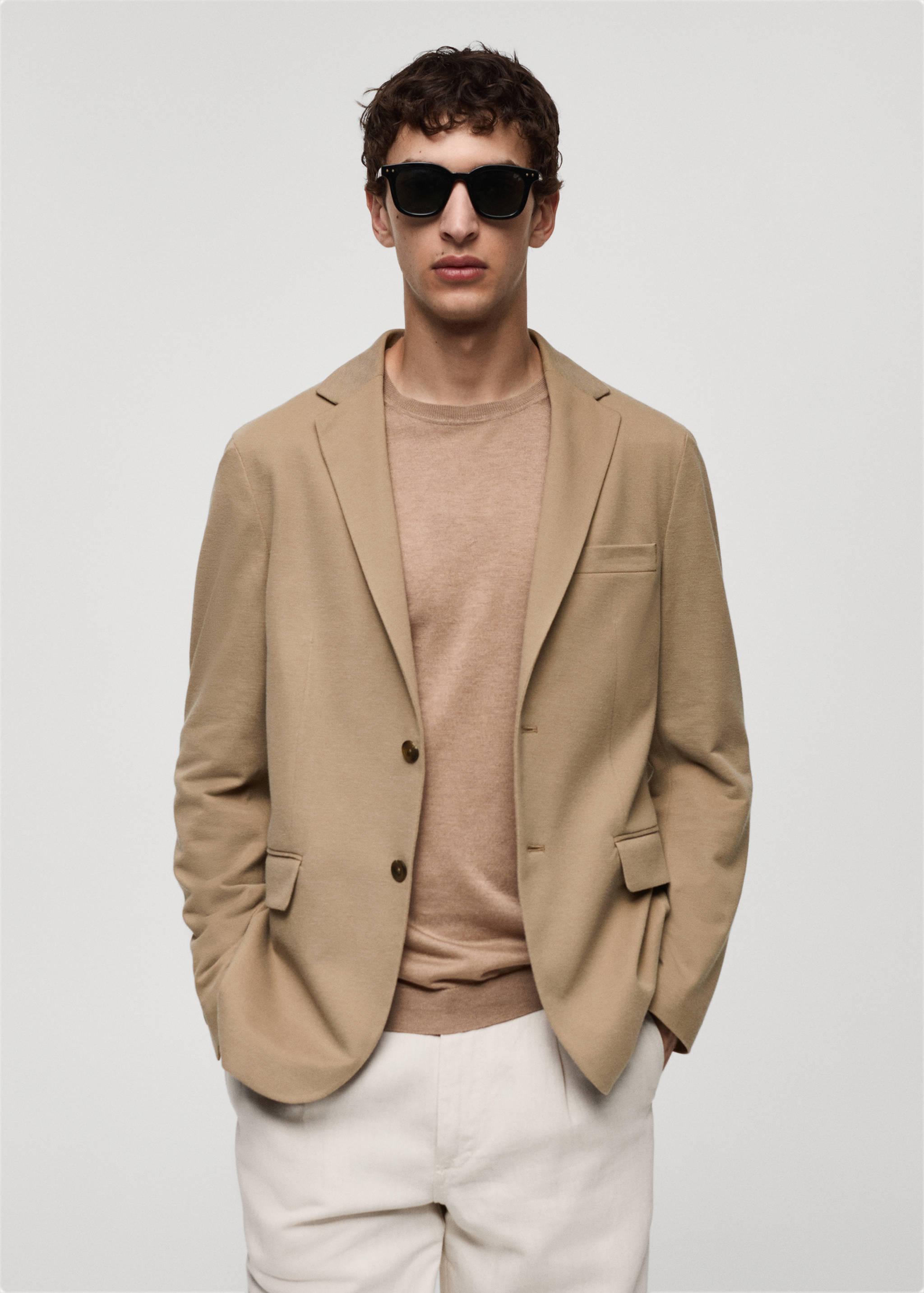Slim fit microstructure blazer - Medium plane