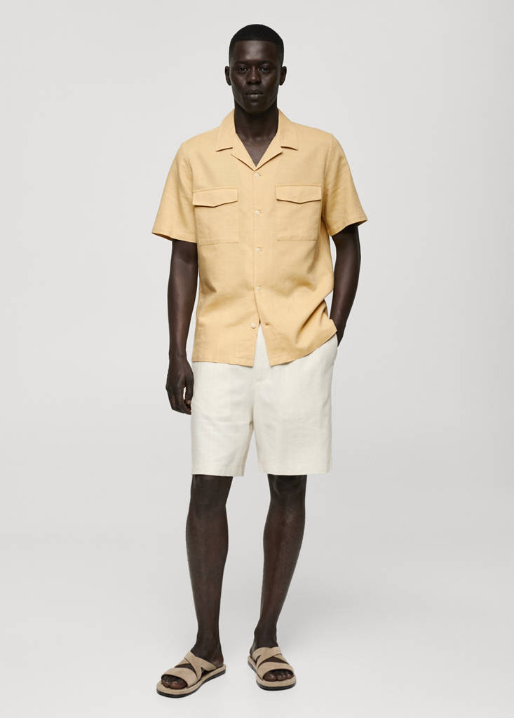 Regular-fit linen cotton shirt — Ochre