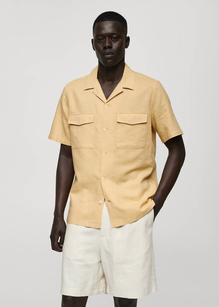 Regular-fit linen cotton shirt — Ochre