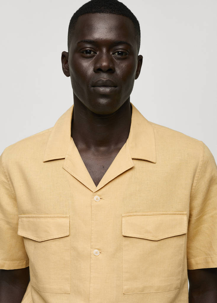 Regular-fit linen cotton shirt — Ochre