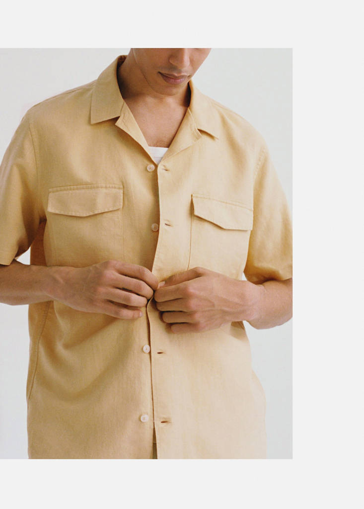 Regular-fit linen cotton shirt — Ochre
