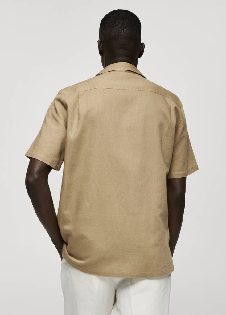Regular-fit linen cotton shirt — Khaki