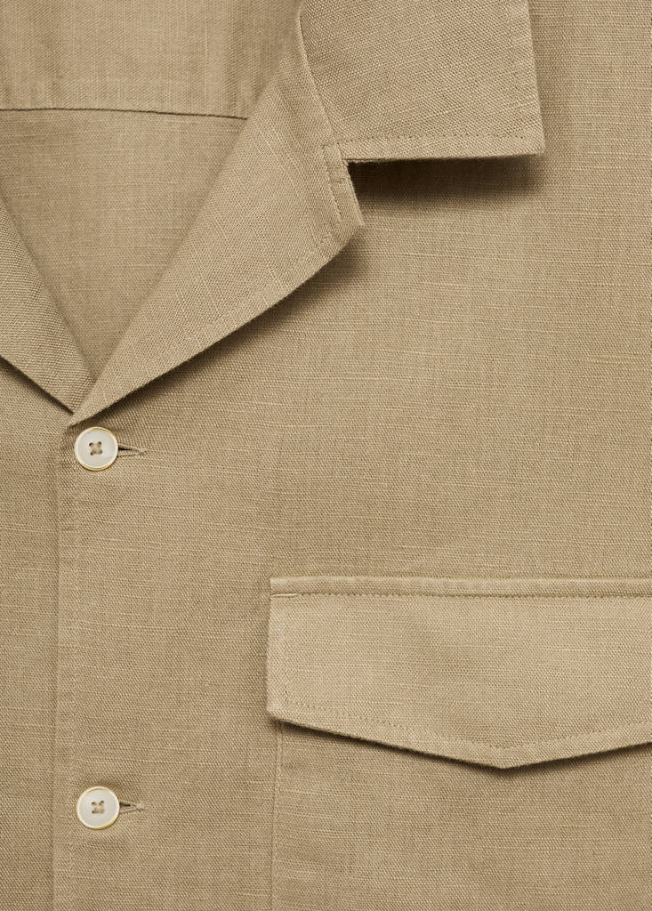 Regular-fit linen cotton shirt — Khaki