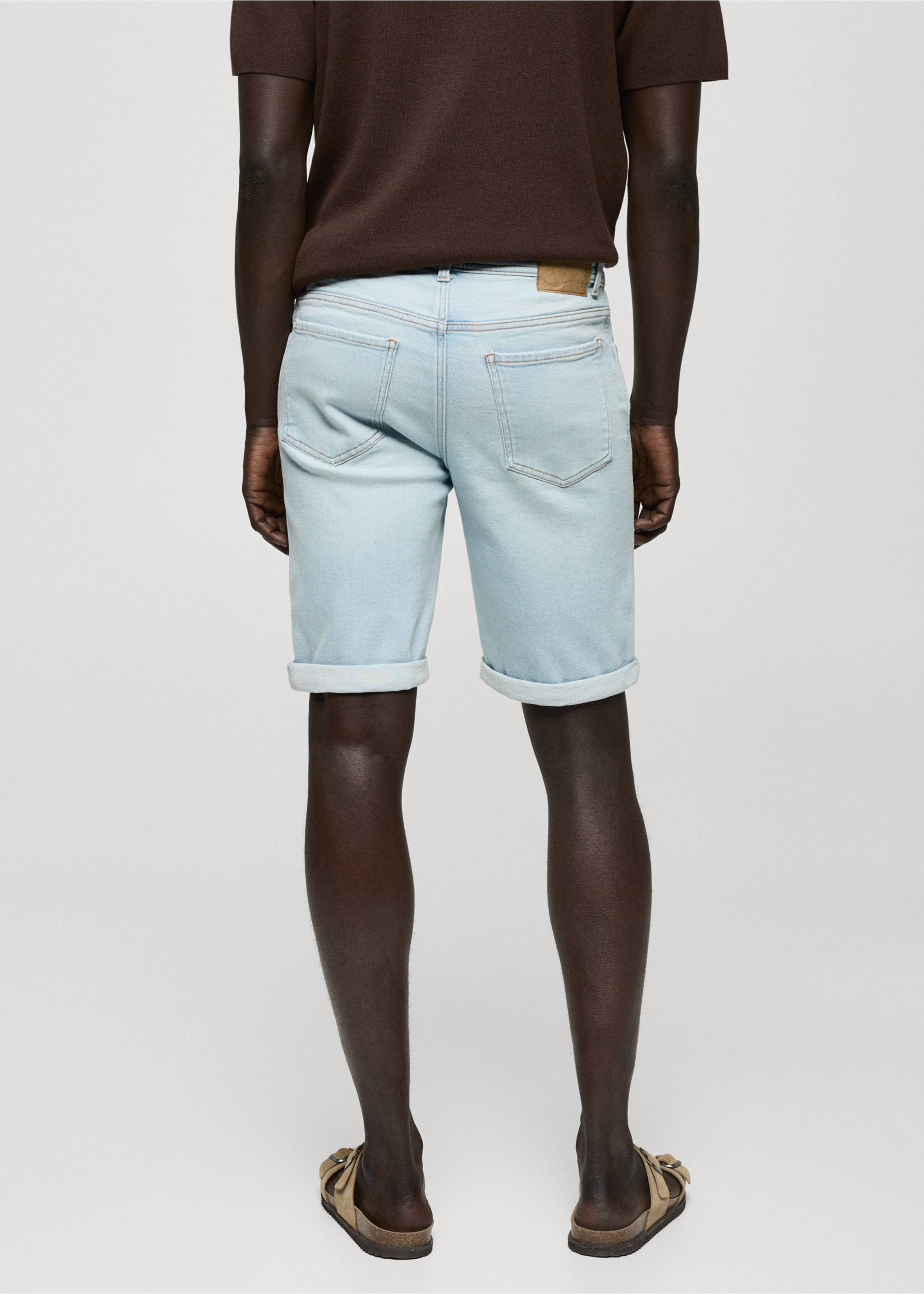 Бермуды из денима slim fit - Обратная сторона изделия, Светло-синий. Ref: 77070575-00.