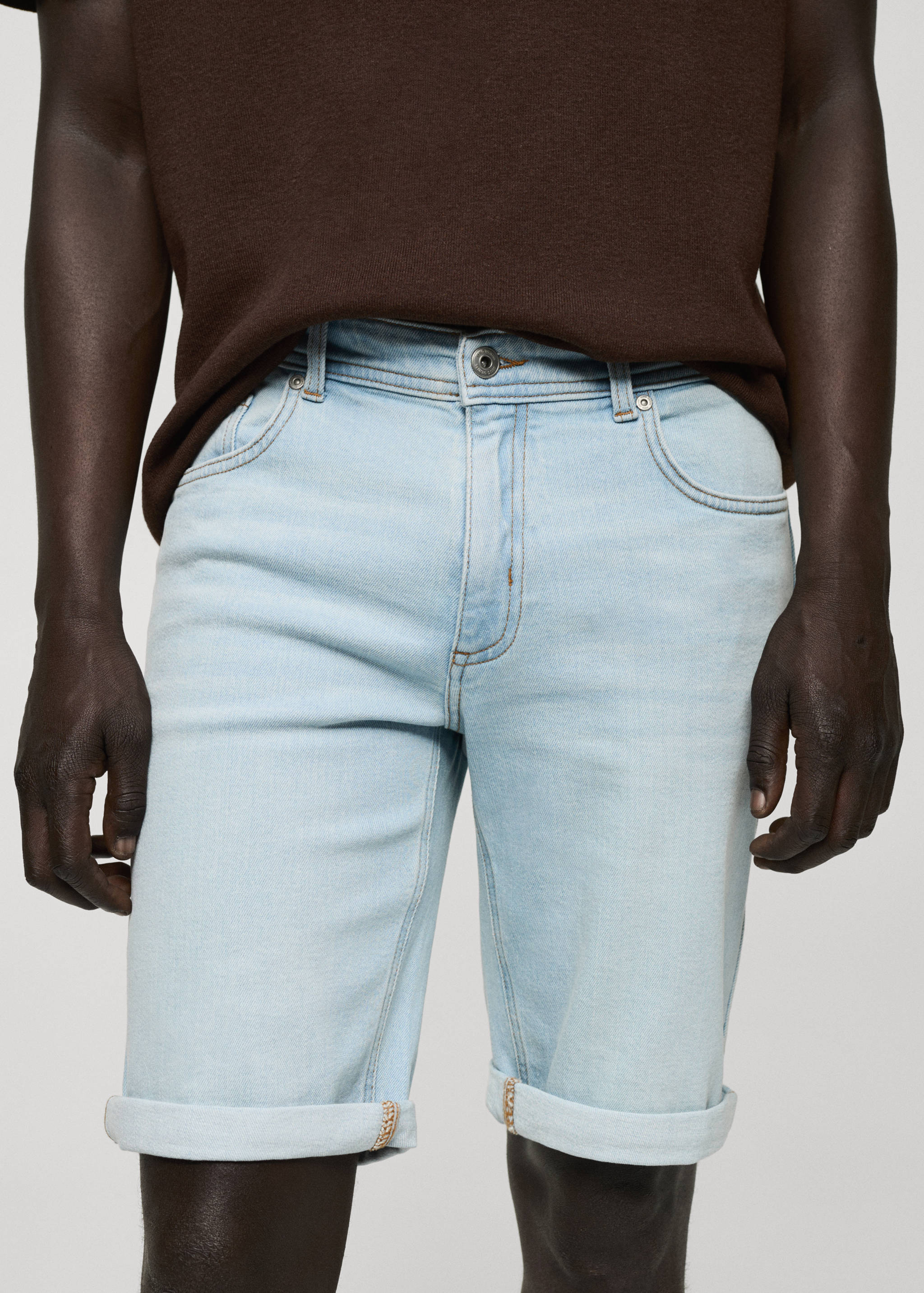 Slim-fit denim bermuda shorts - Details of the article 1