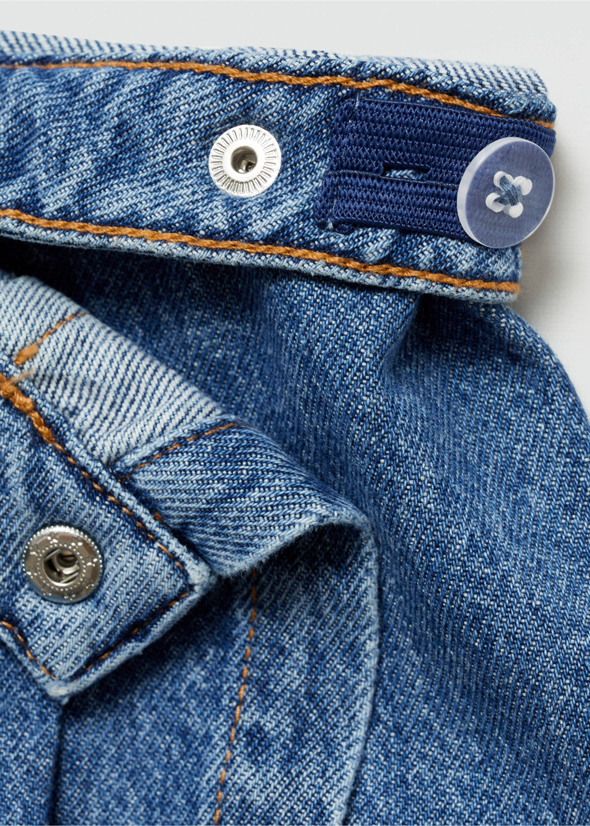 Denim skirt trousers - Details of the article 8, Medium Blue. Ref: 77070578-00.
