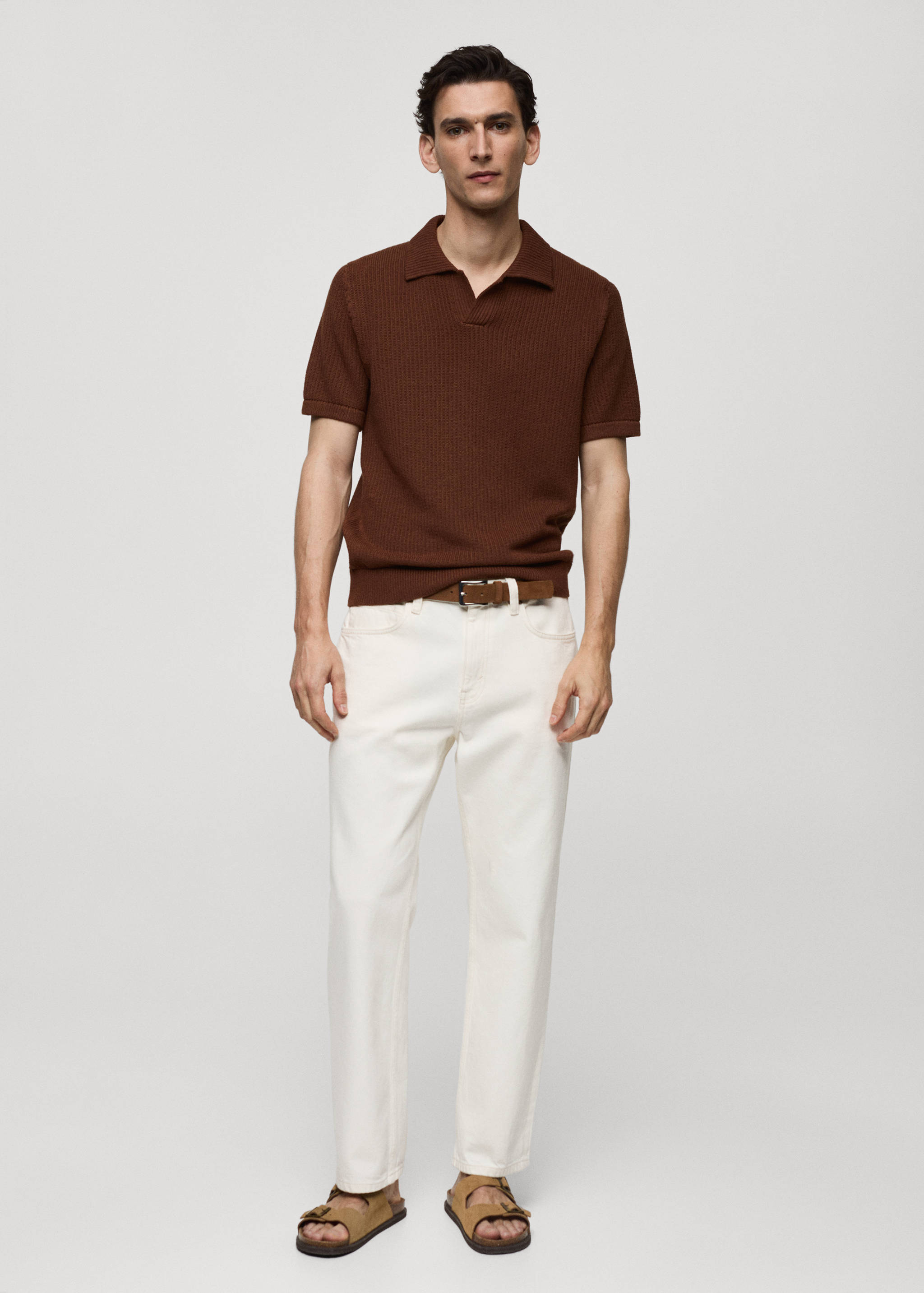 Ribbed knit polo shirt - General plane