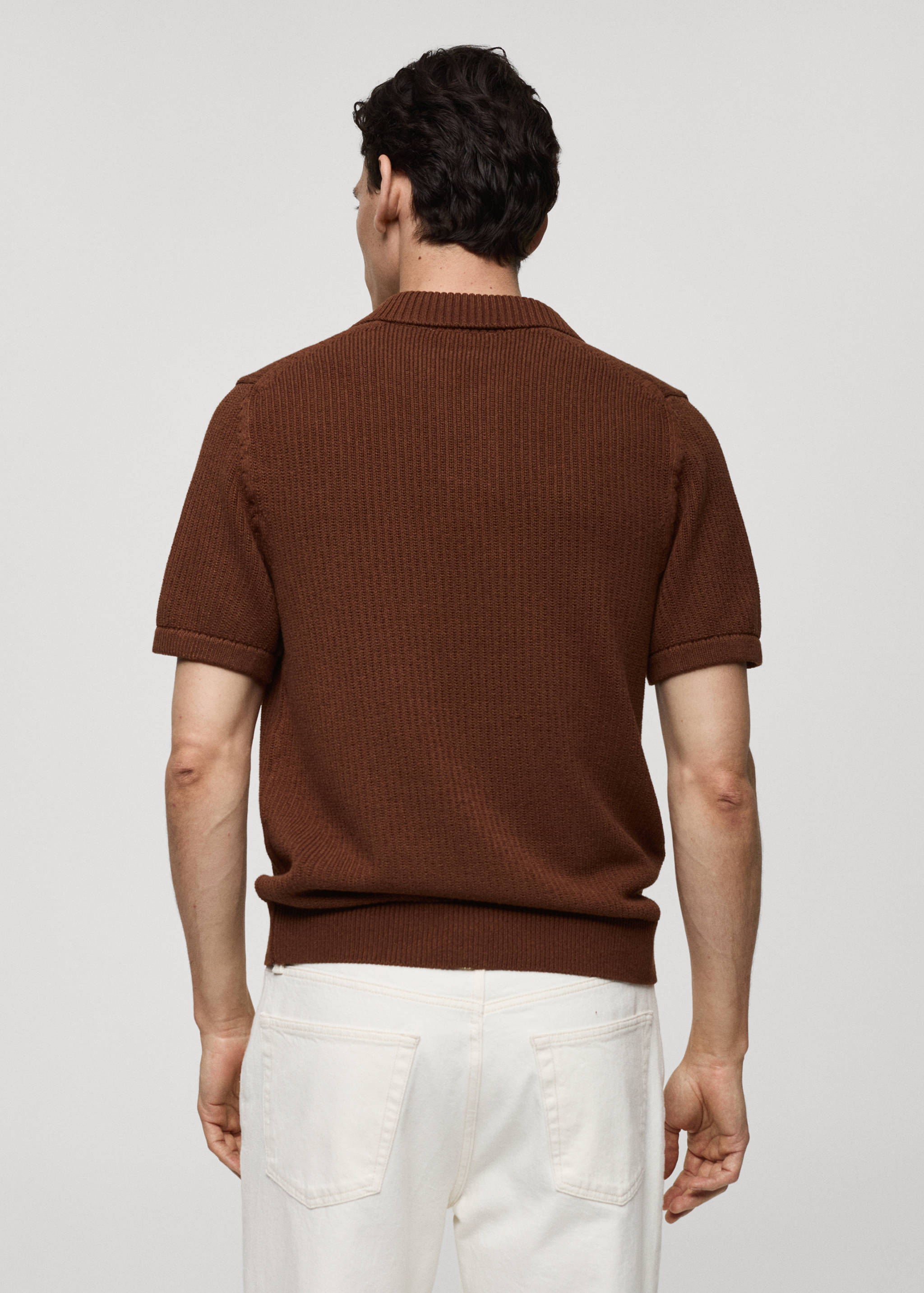 Ribbed knit polo shirt - Reverse of the article