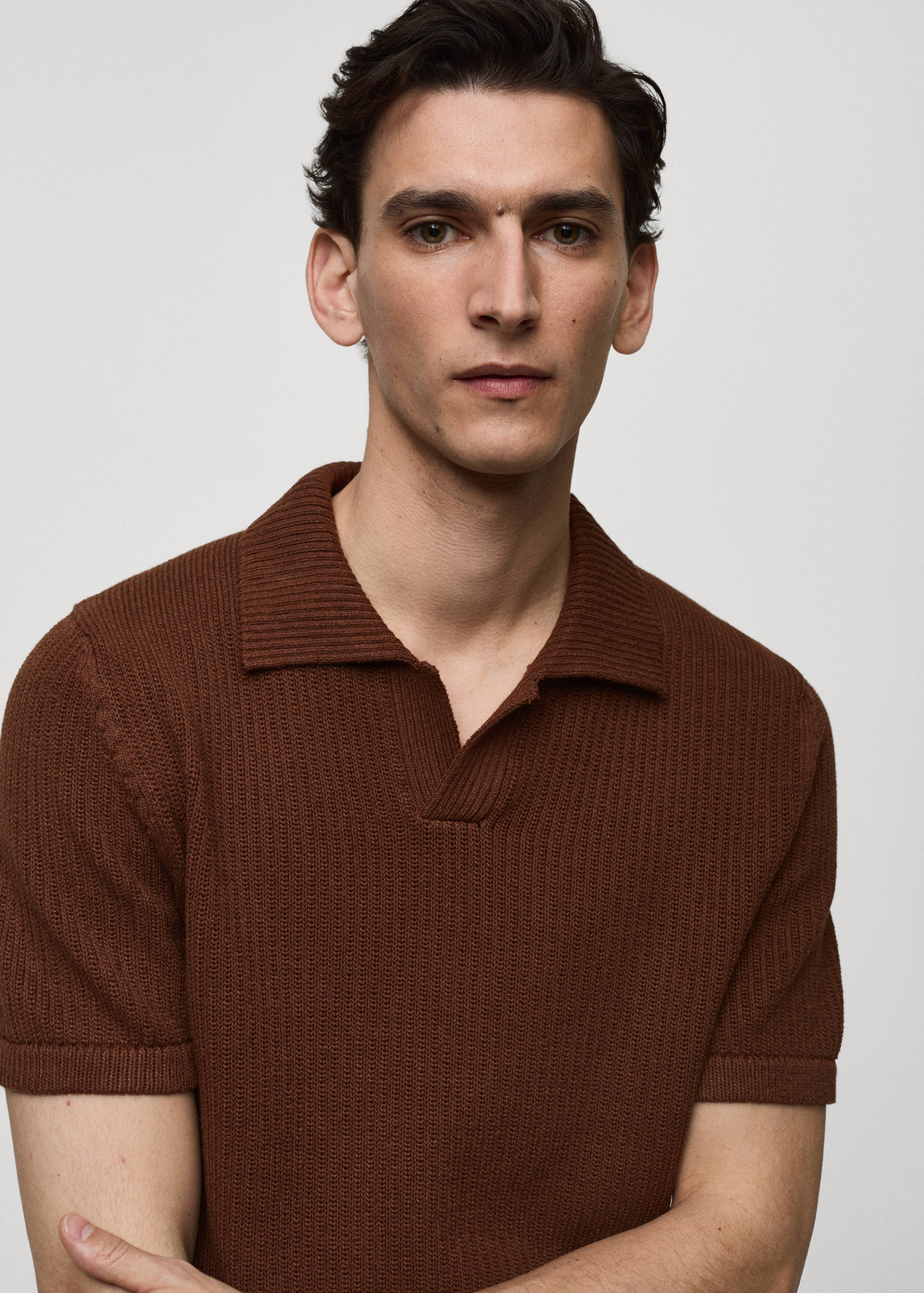 Ribbed knit polo shirt - Details of the article 1