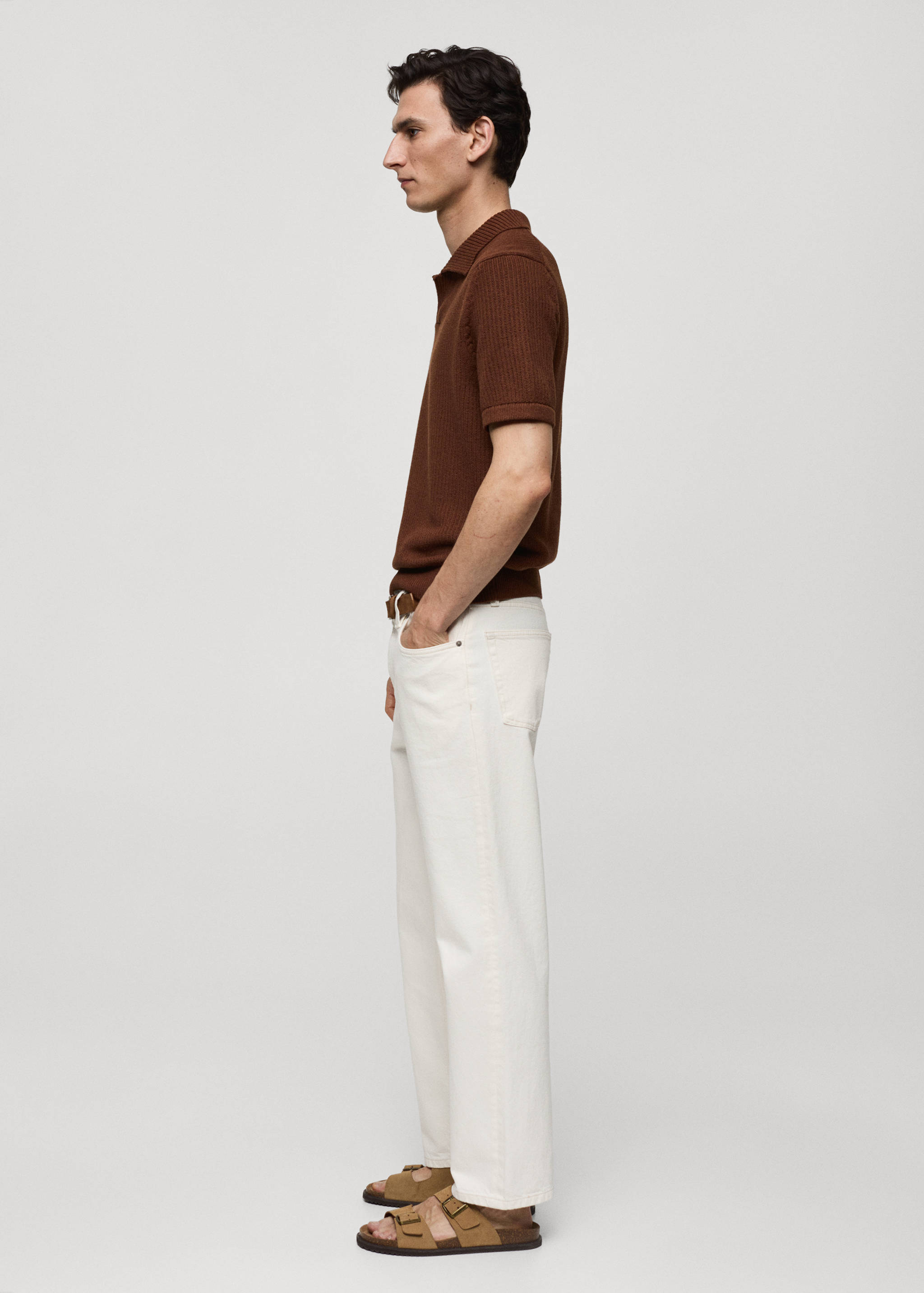 Ribbed knit polo shirt - Details of the article 2