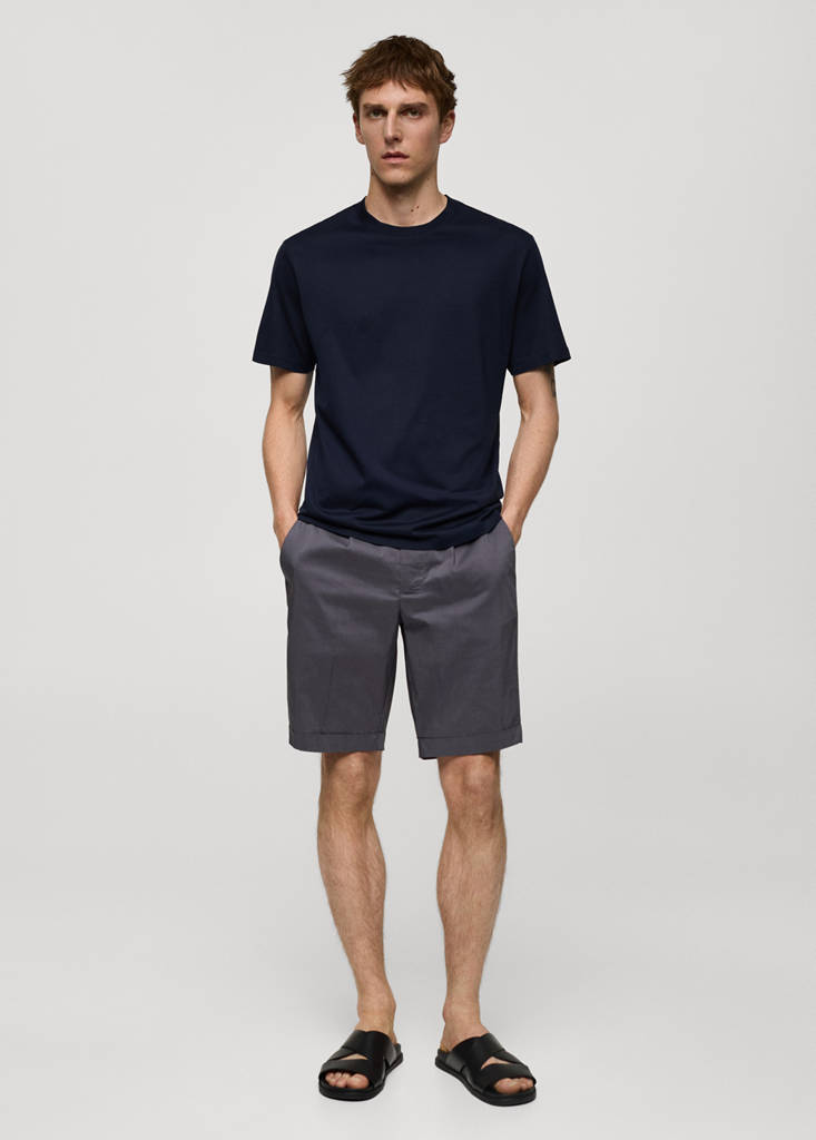 MANGO MAN - T-shirt slim-fit 100 % coton bleu marine - XS