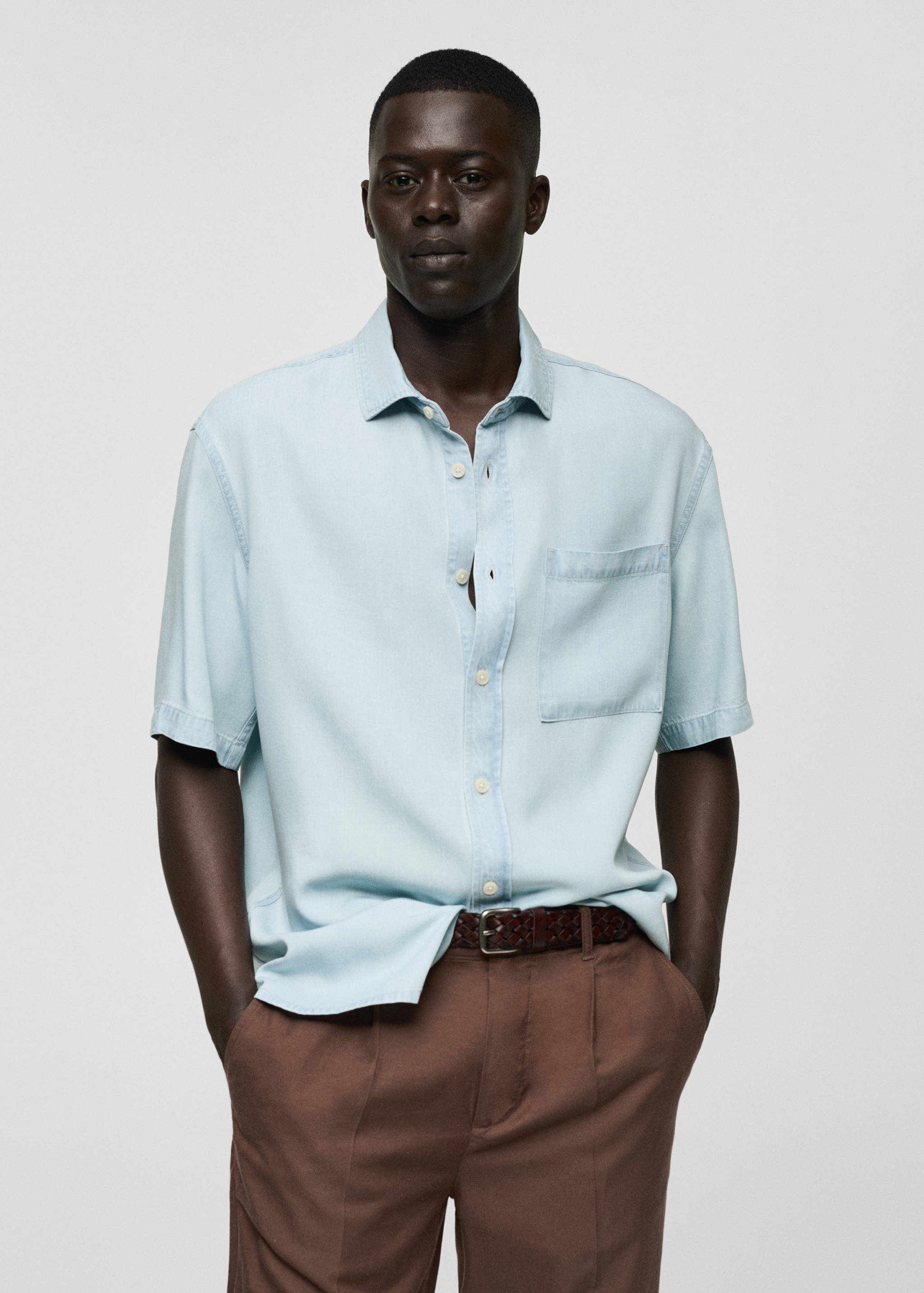 Regular-fit 100% Tencel shirt - Medium plane