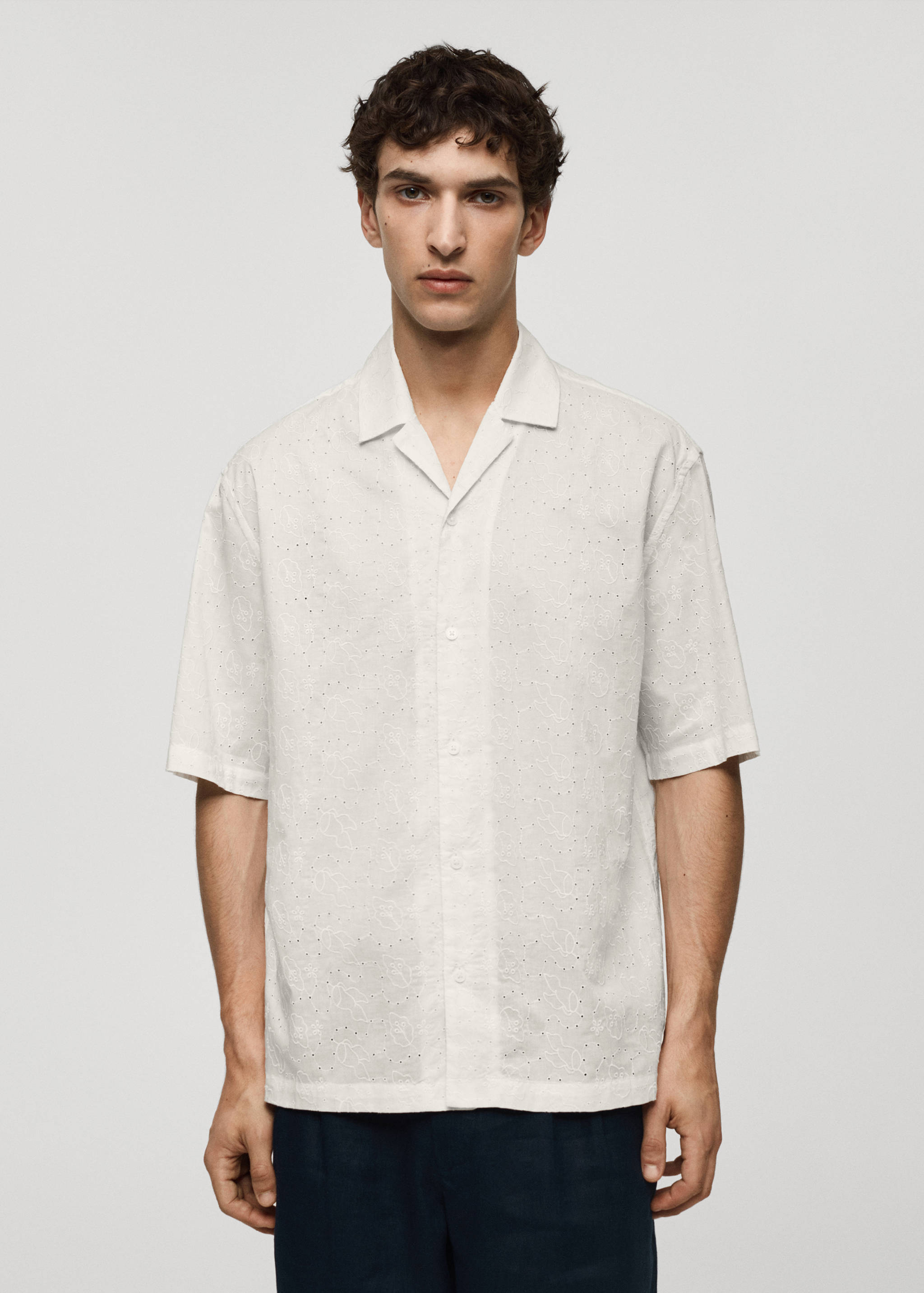 Relaxed-fit 100% cotton embroidered shirt - Medium plane