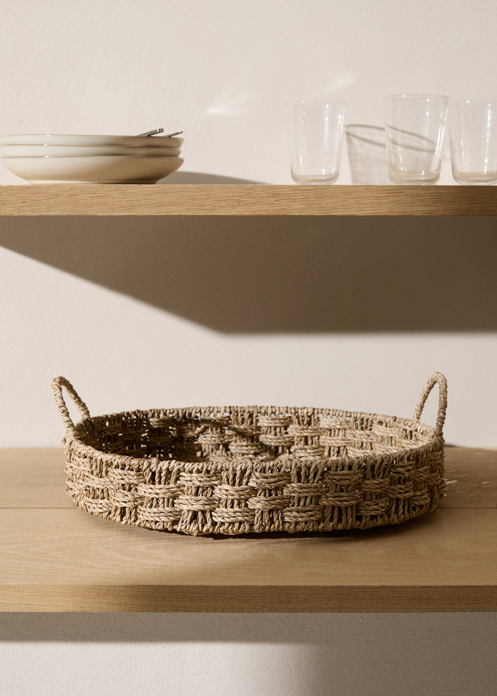 Natural fibre round tray 40X13cm - General plane