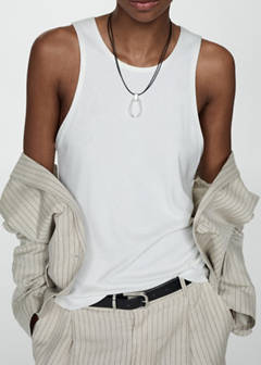 Top with satin details — White 1