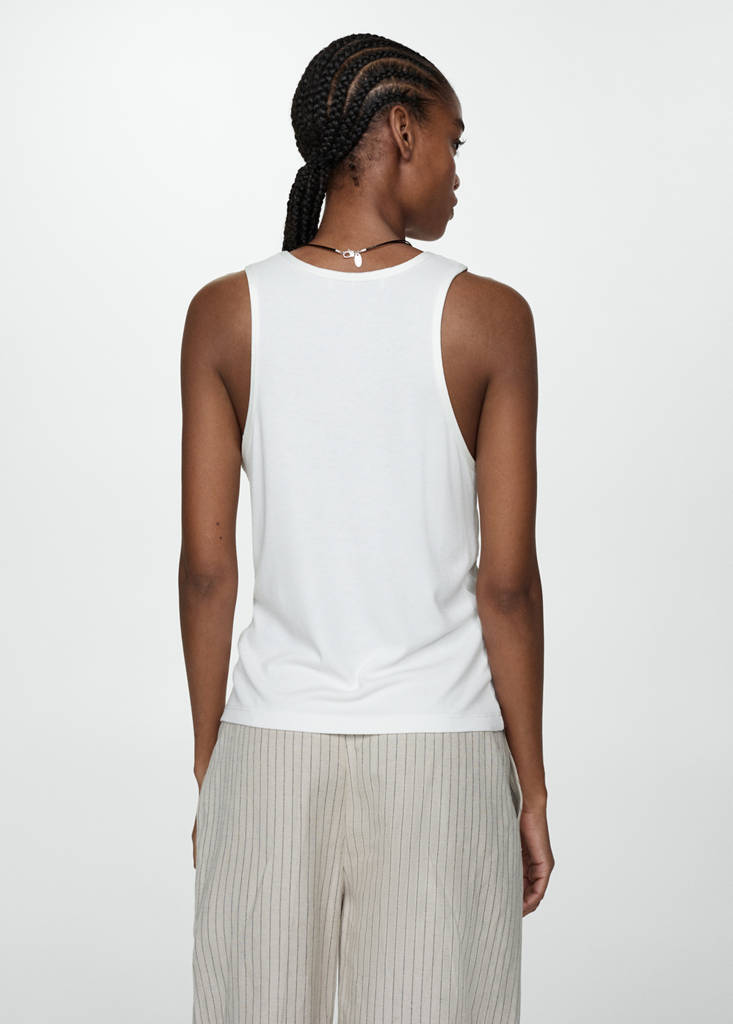 Top with satin details — White