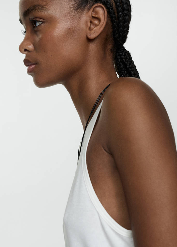 Top with satin details — White