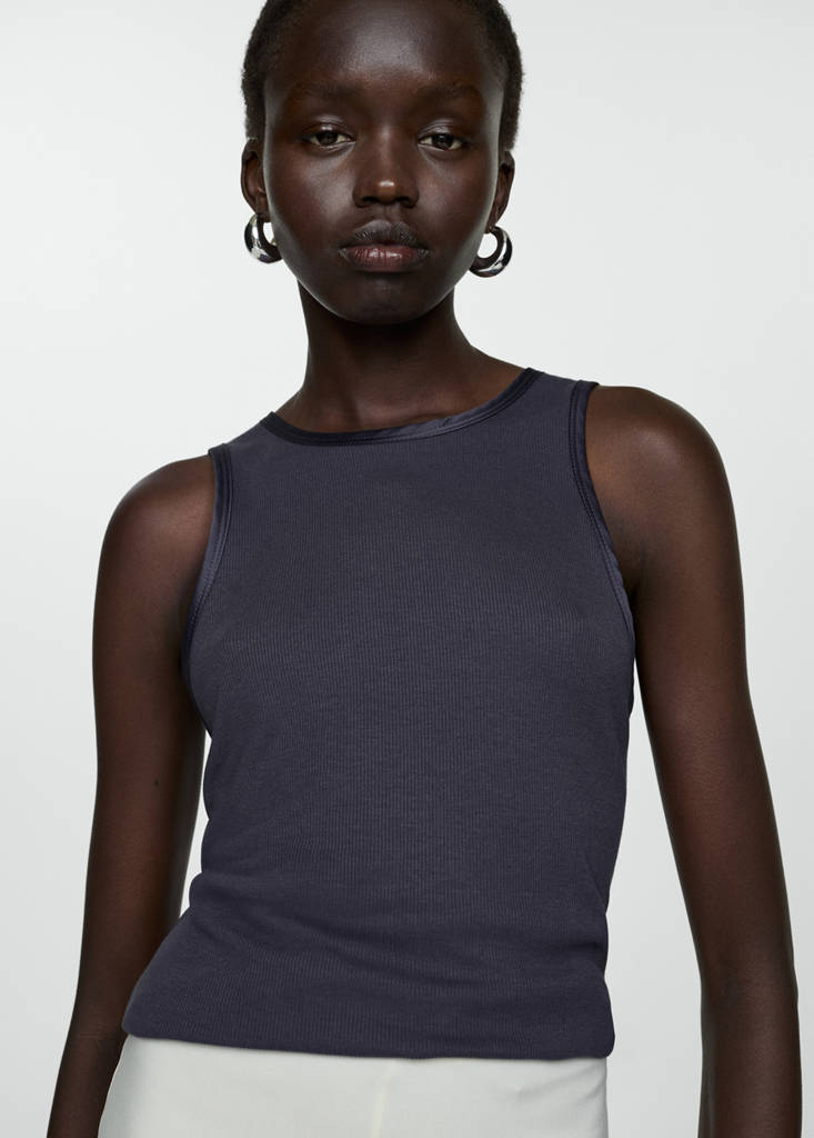 Top with satin details — Petrol Blue