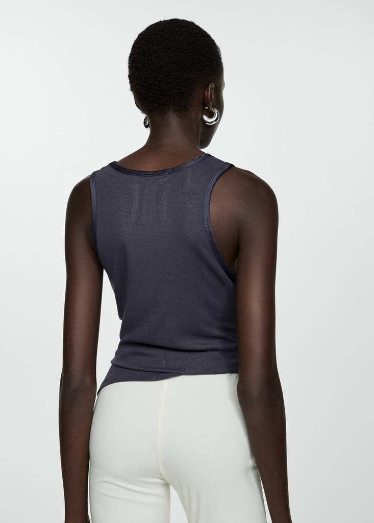 Top with satin details — Petrol Blue