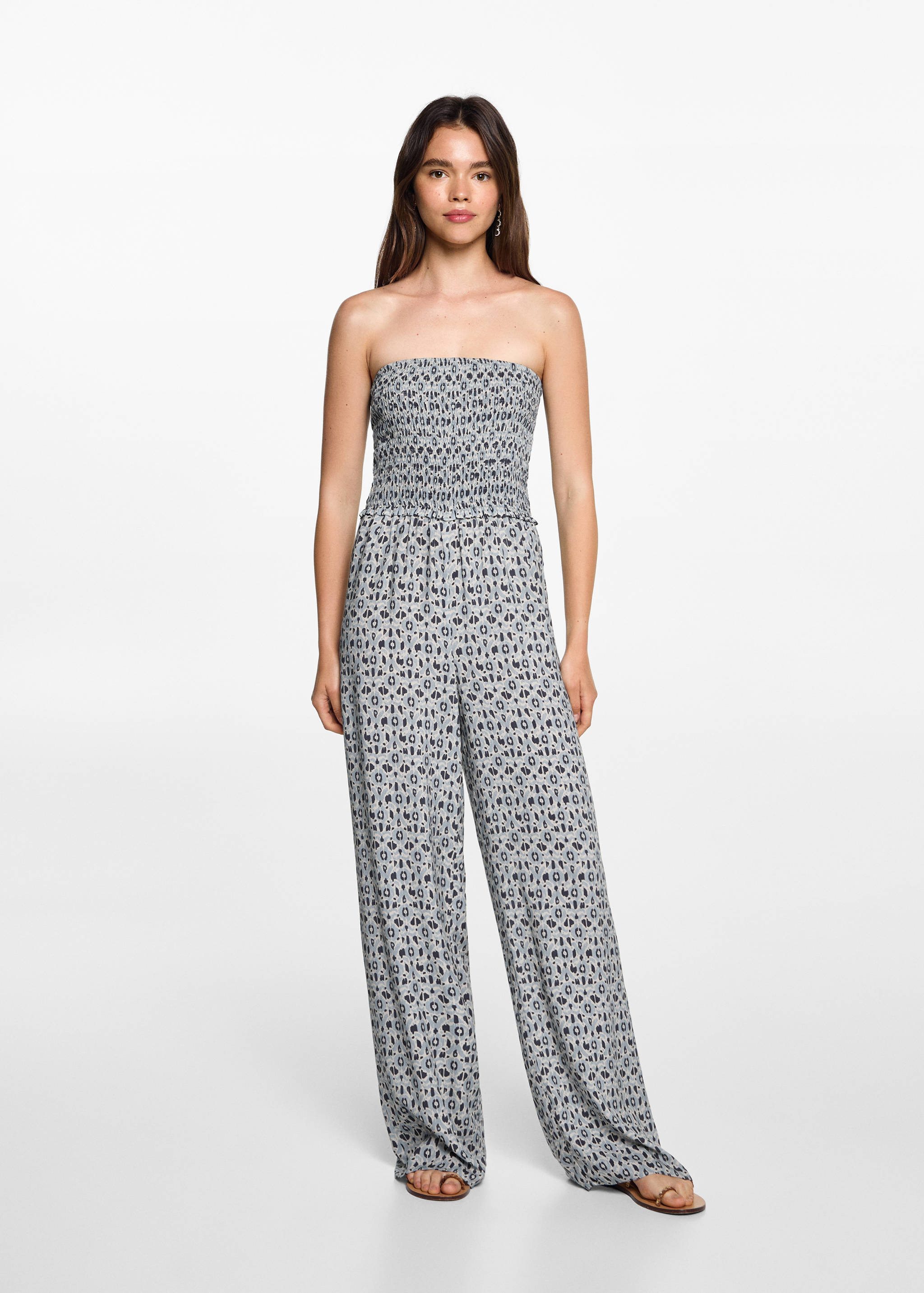 Printed strapless jumpsuit - General plane