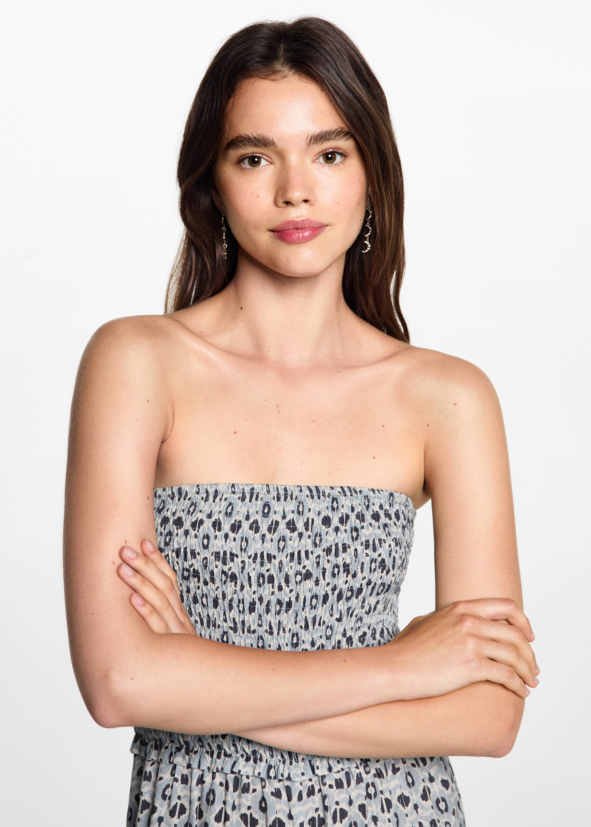 Printed strapless jumpsuit - Details of the article 1
