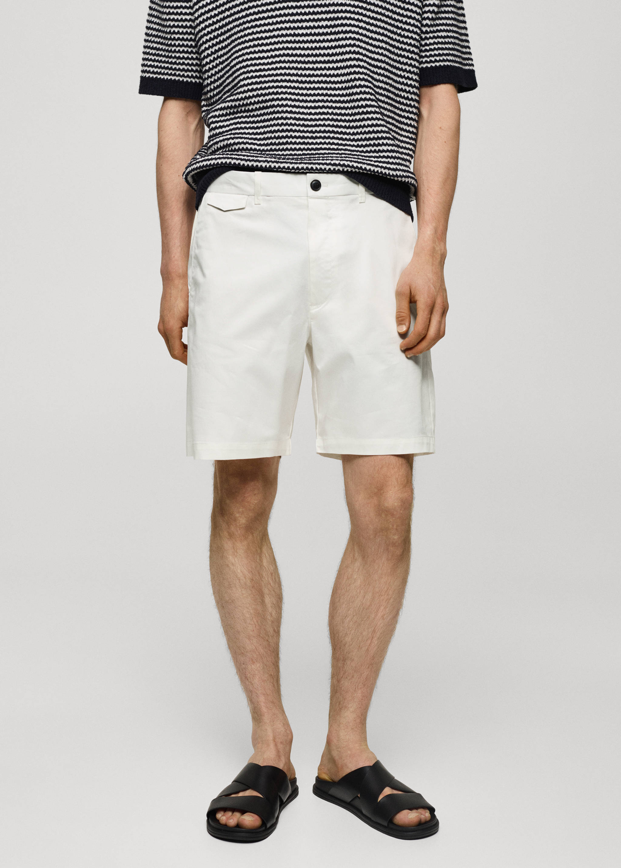 Slim fit cotton Bermuda shorts - Medium plane
