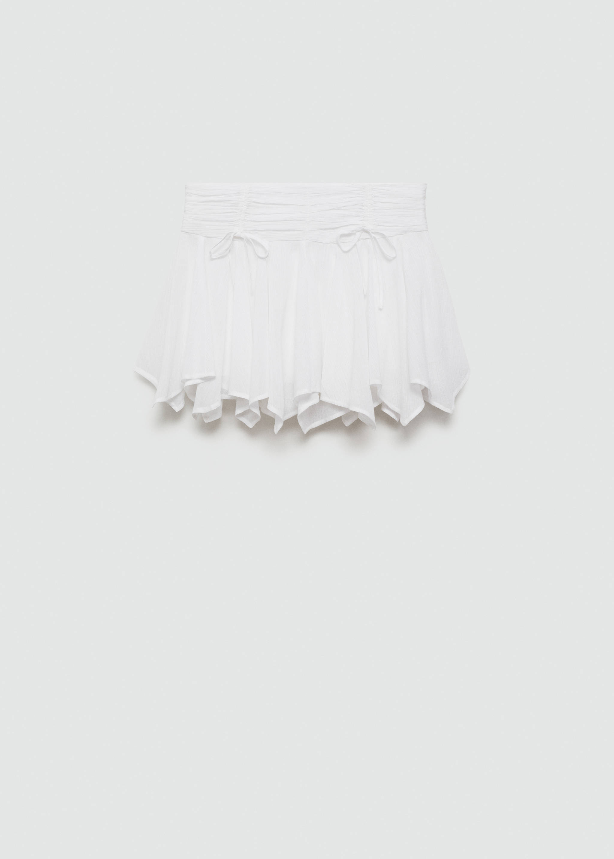 带蝴蝶结的不对称迷你裙 - null