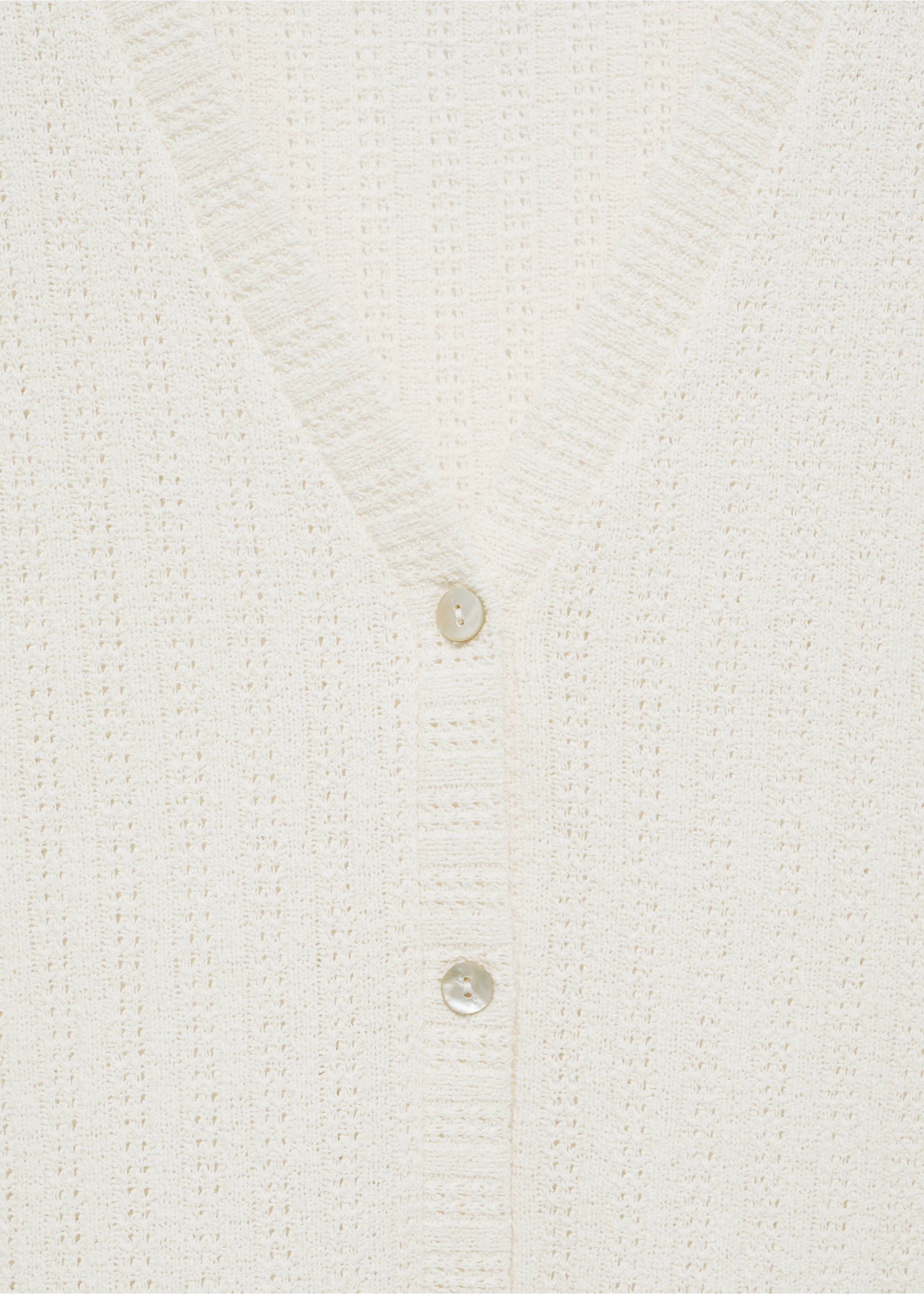 Crochet waistcoat with buttons - Details of the article 8, Ecru. Ref: 77072005-00.