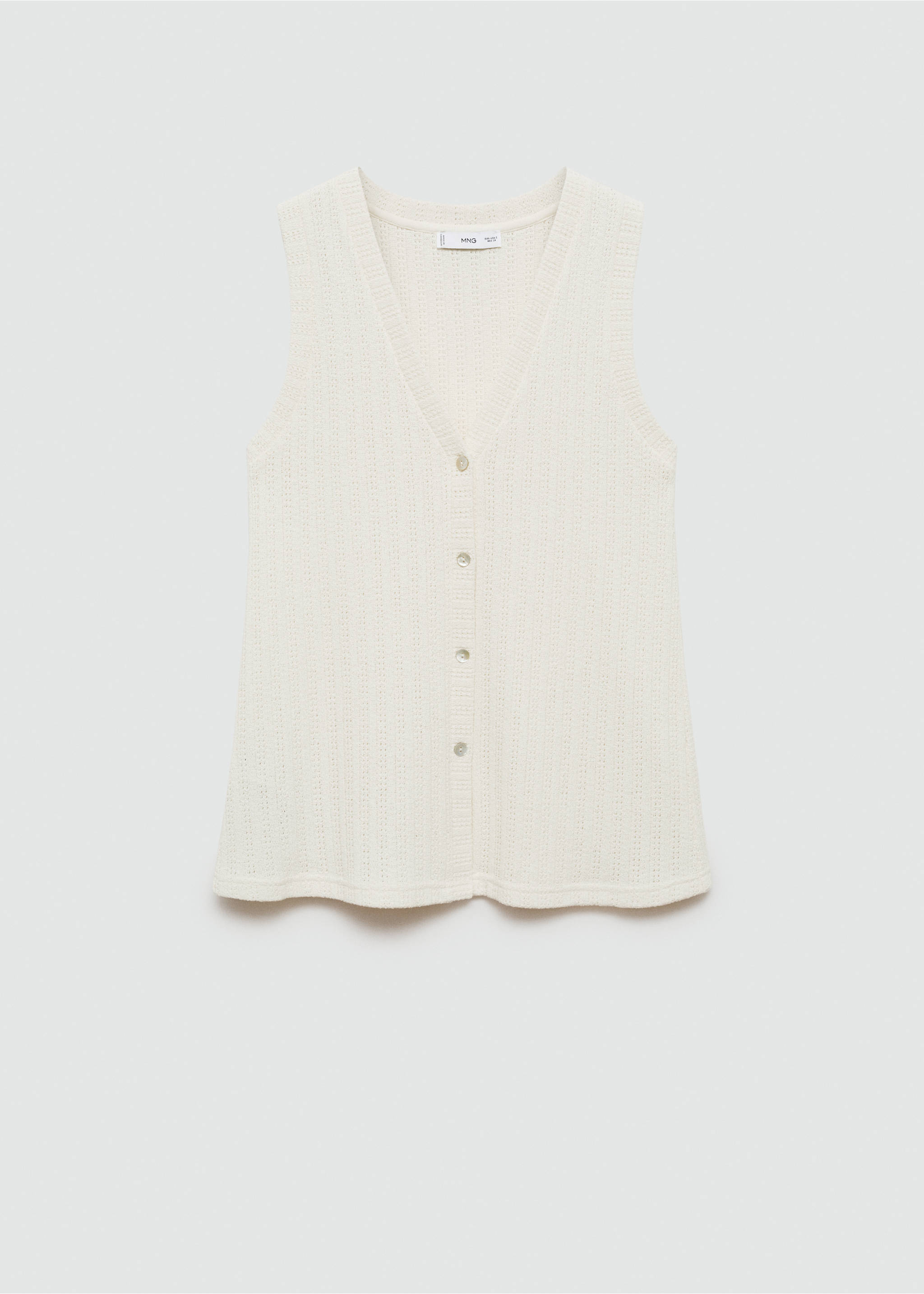 Crochet waistcoat with buttons - Article without model, Ecru. Ref: 77072005-00.
