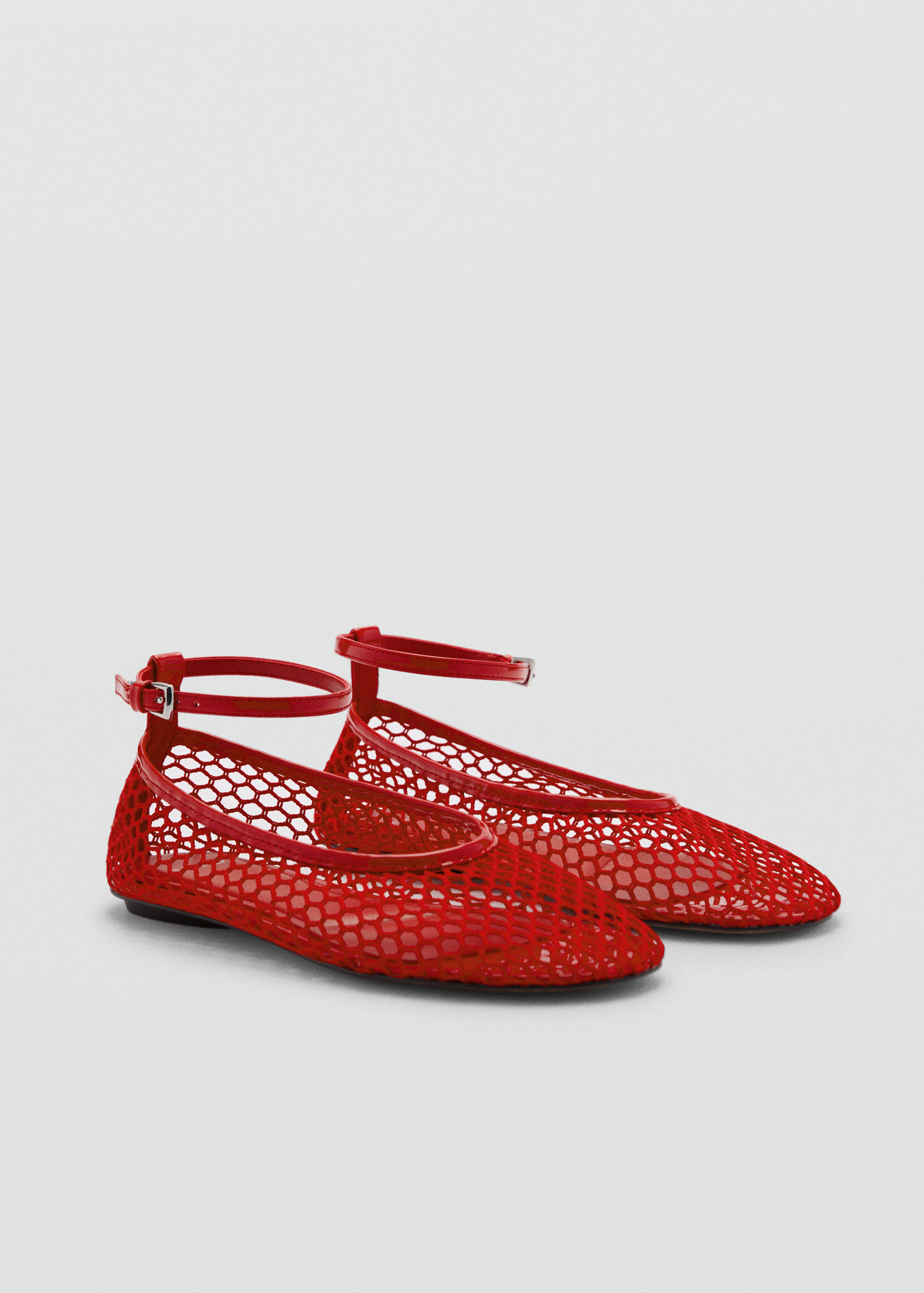 Mesh ballet flats with strap and buckle - Medium plane
