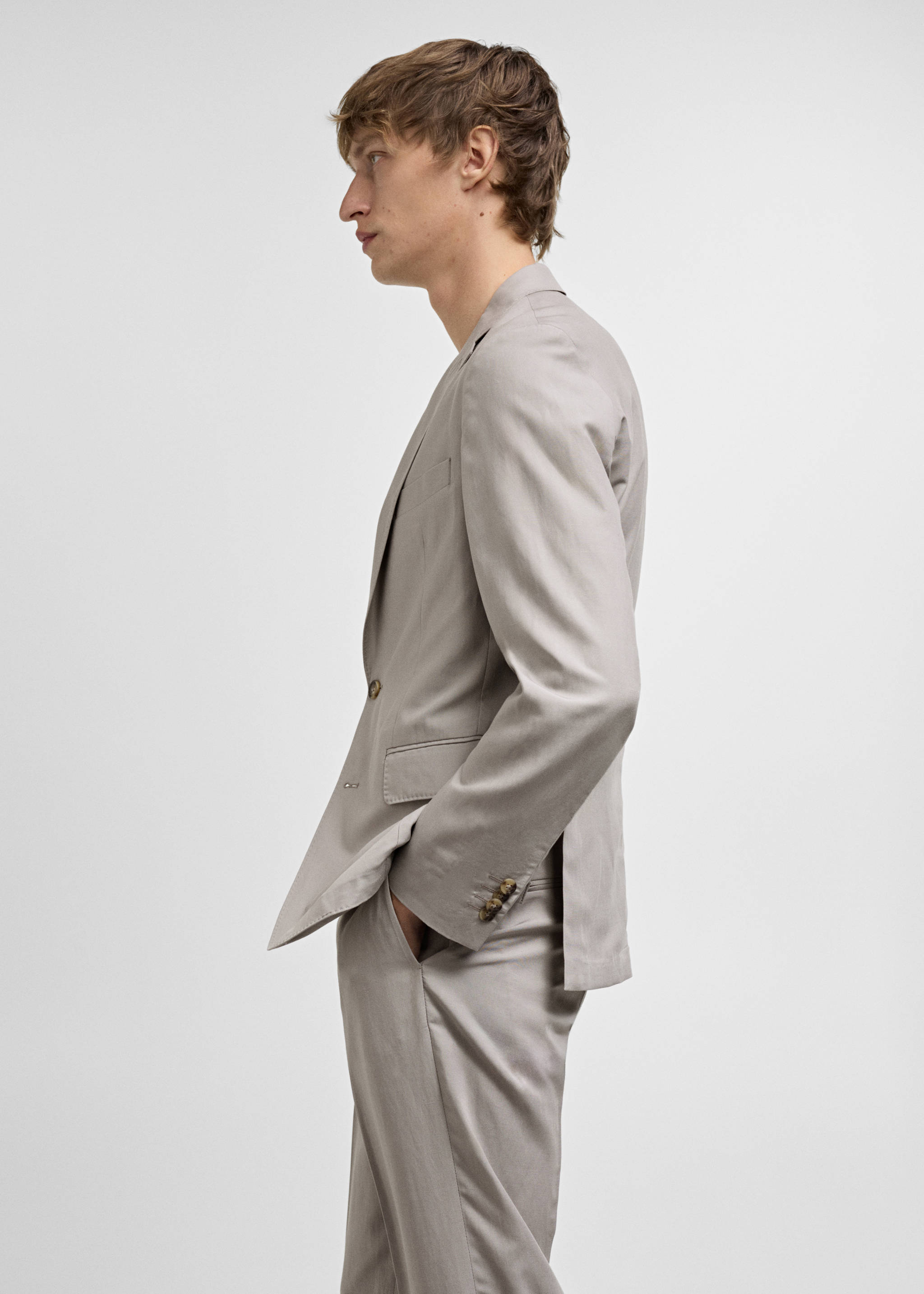 Slim-fit linen-blend suit jacket - Details of the article 2