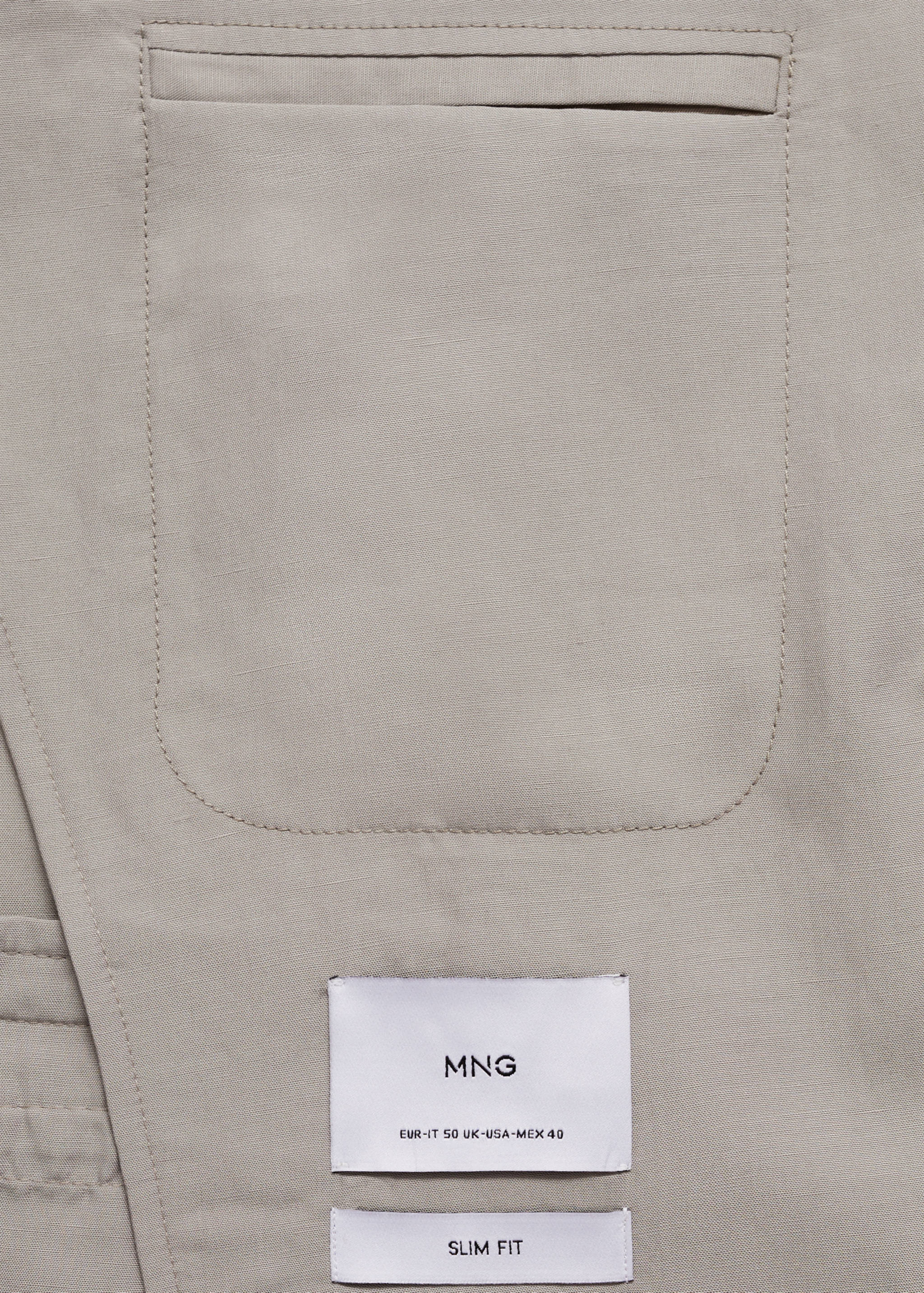 Slim-fit linen-blend suit jacket - Details of the article 0