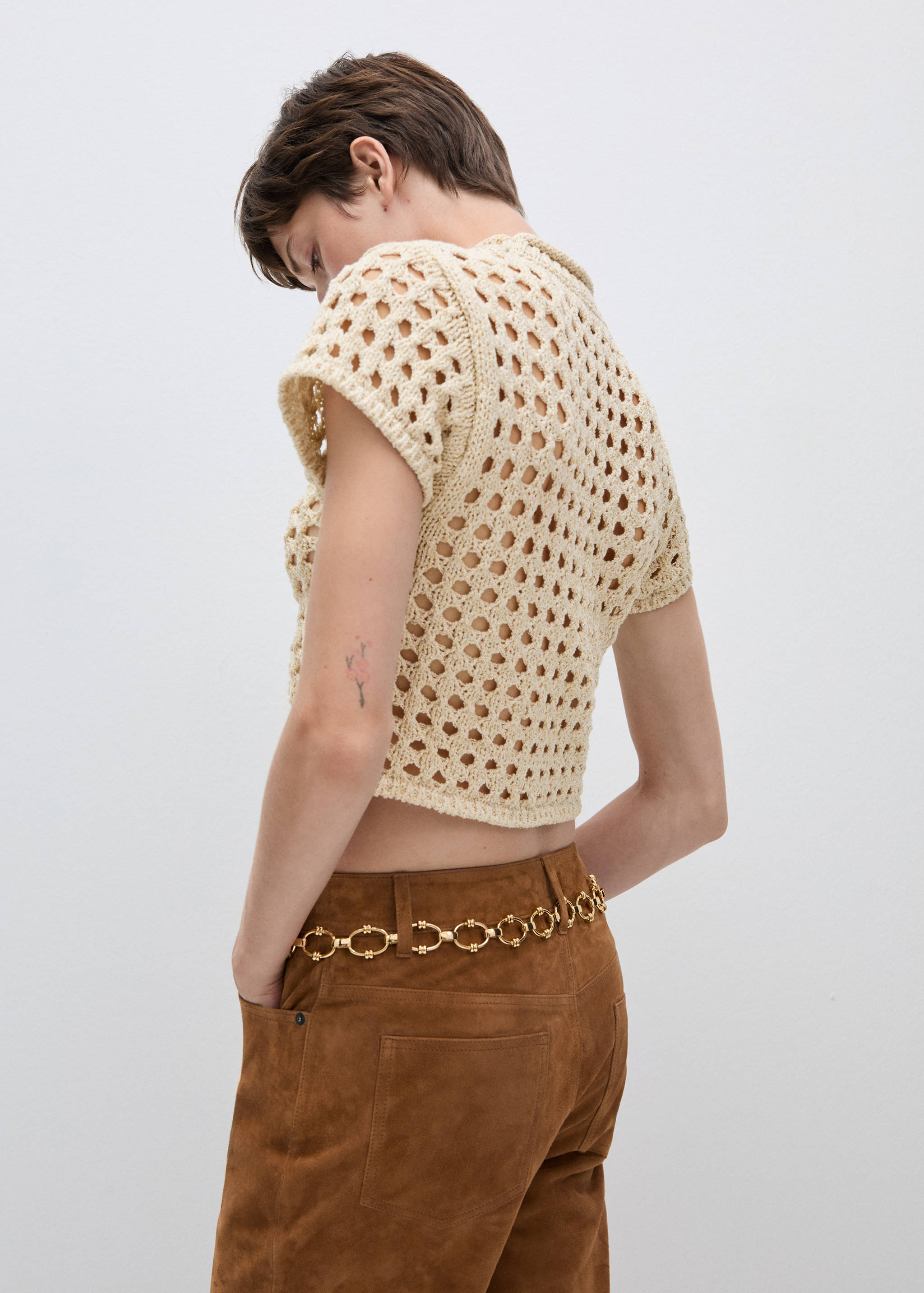 Openwork short-sleeved sweater - Medium plane