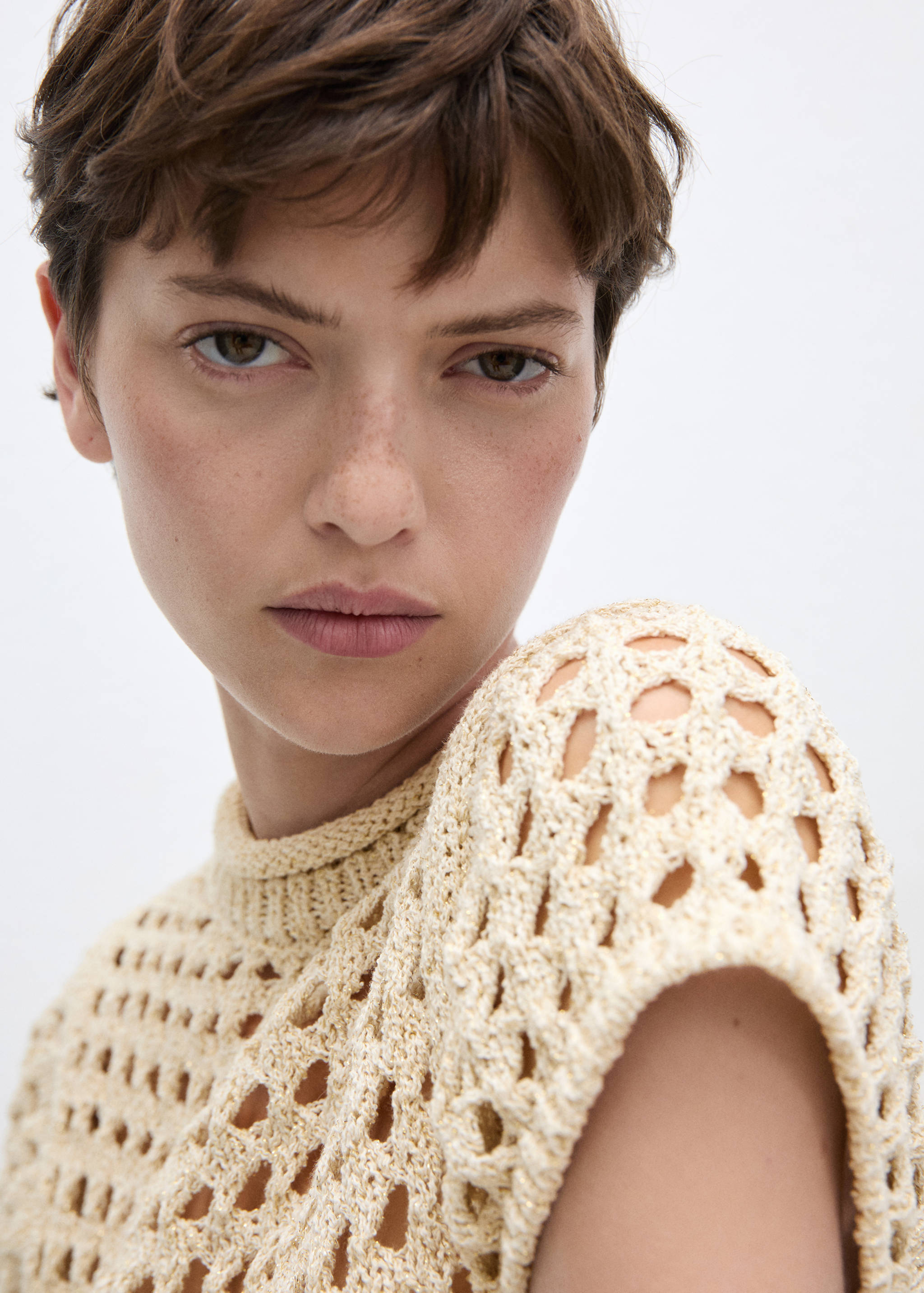 Openwork short-sleeved sweater - Details of the article 1