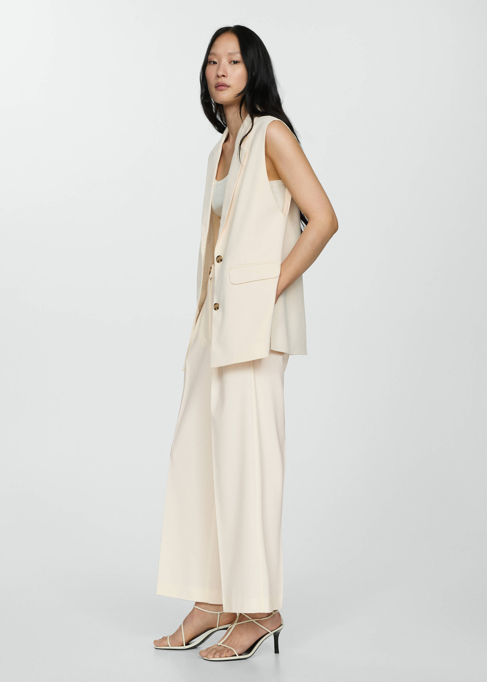 Lange gilet met splitten - Overzichtstekening