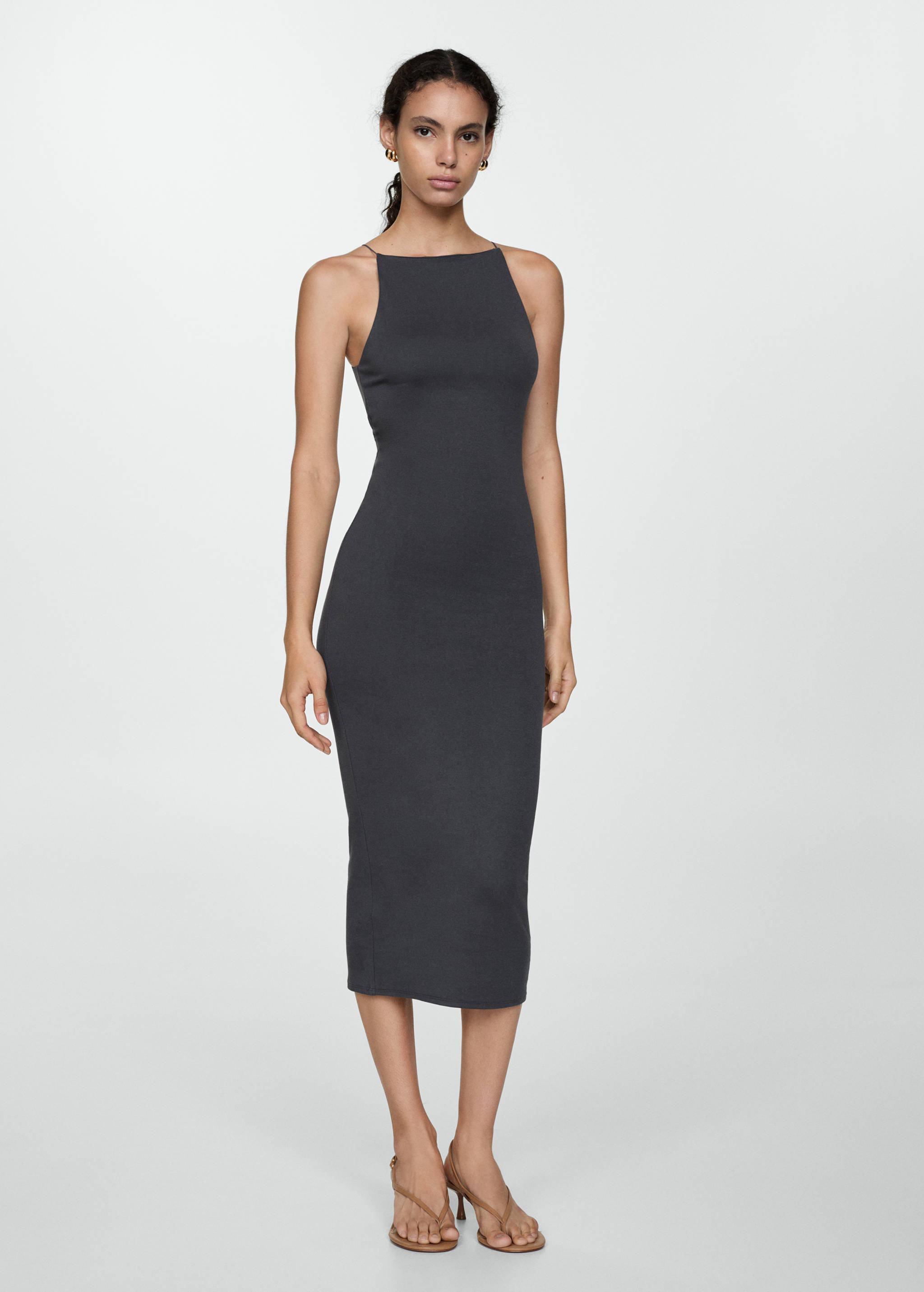 Fitted halter-neck dress - General plane
