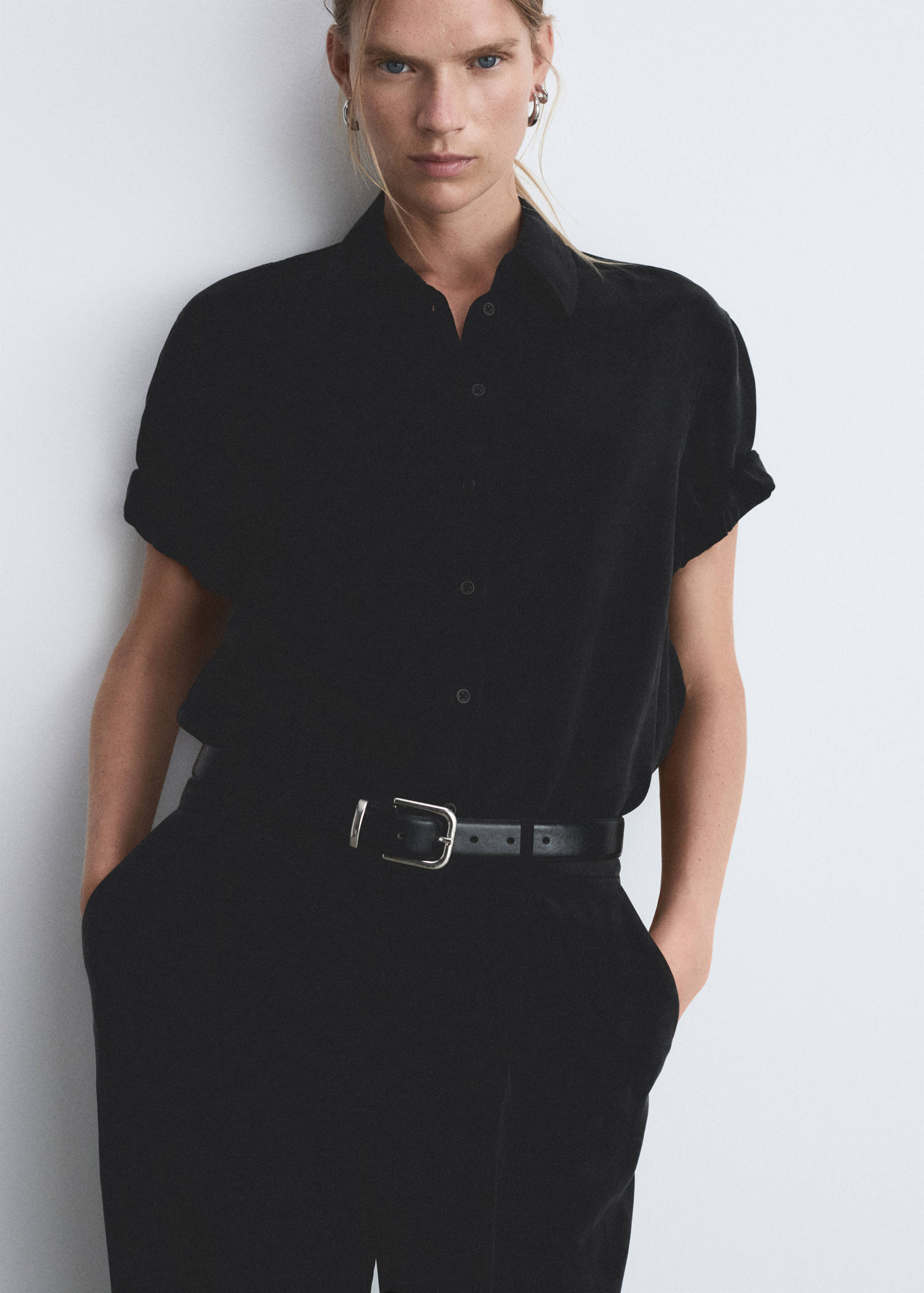 Short-sleeved cupro shirt - Medium plane
