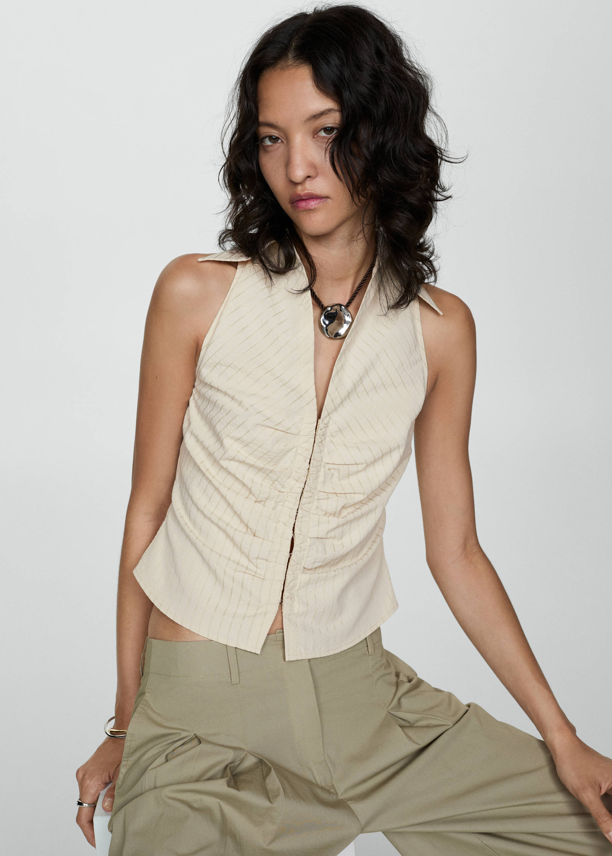 Striped top with zip - Medium plane