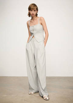 Striped waistcoat with buttons — Sky Blue 2