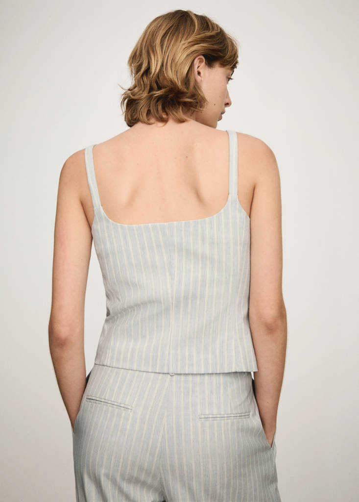 Striped waistcoat with buttons — Sky Blue