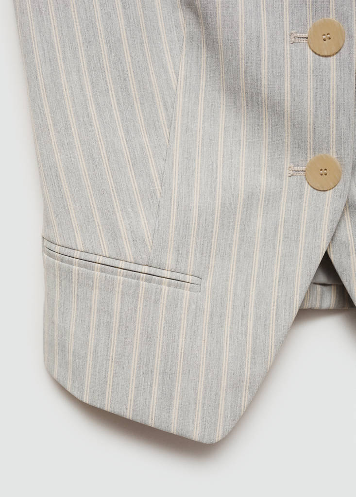 Striped waistcoat with buttons — Sky Blue